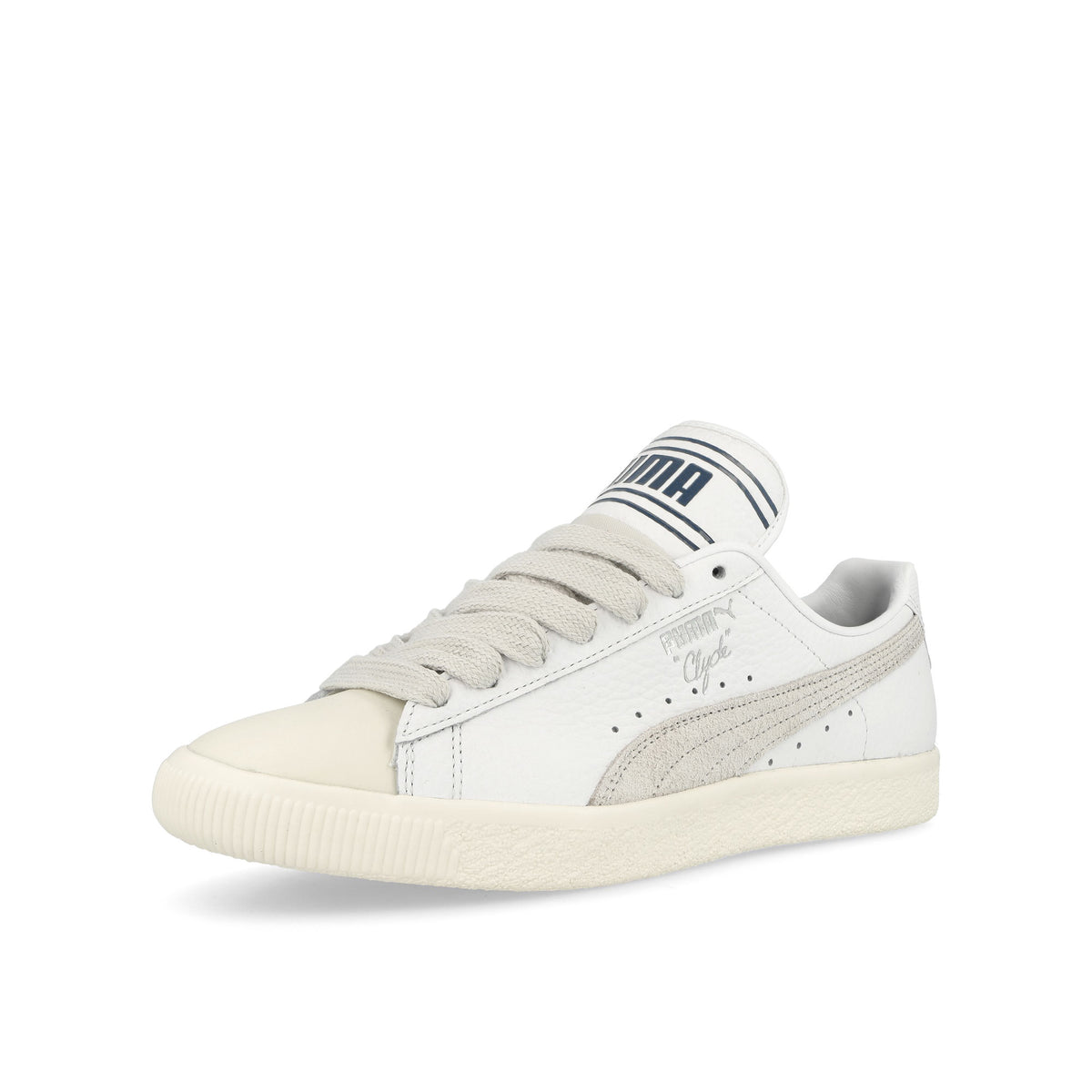 Puma Rhuigi x Puma Clyde Q3 Pristine - Sedate Gray - Puma White Sneakers  Close Up | Overkill