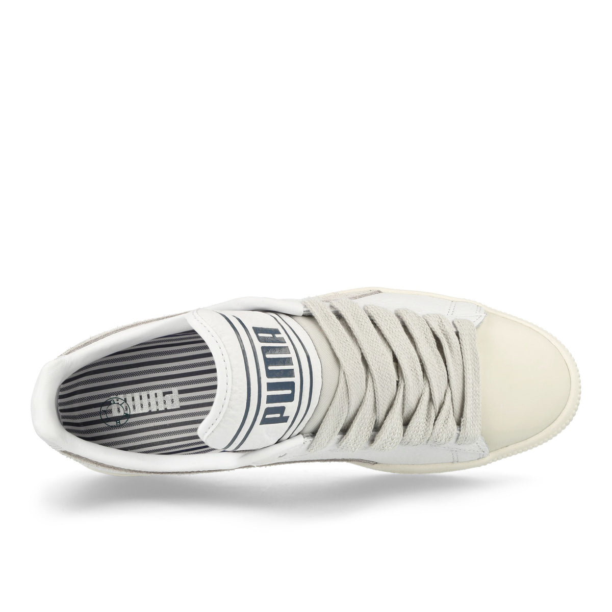 Puma Rhuigi x Puma Clyde Q3 Pristine - Sedate Gray - Puma White Sneakers  Detailfoto | Overkill