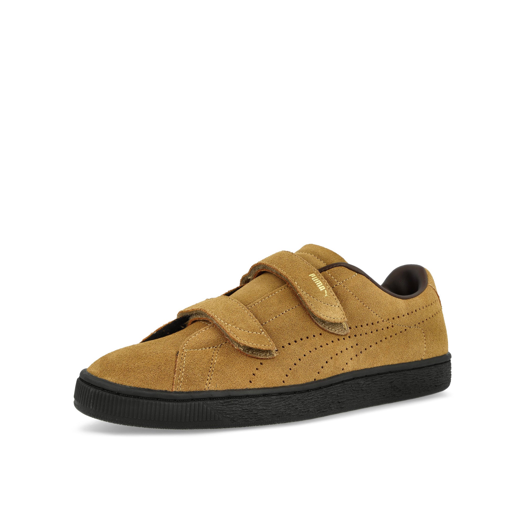 Puma Suede Classic V Golden Brown - Puma Black Low Top Sneakers  Close Up | Overkill