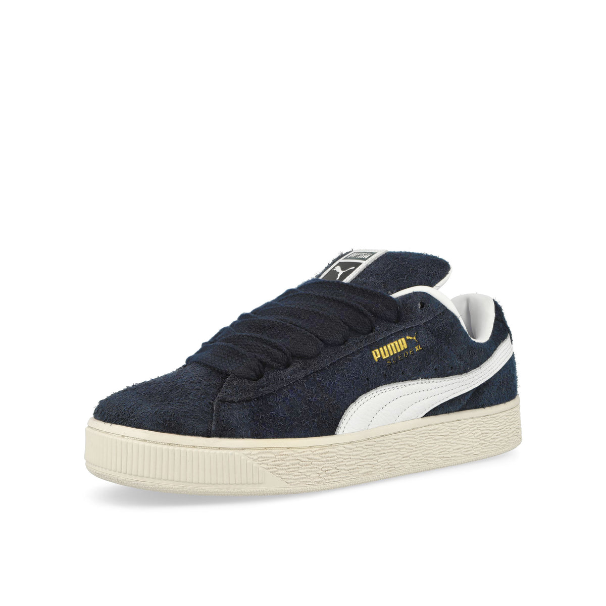 Puma Suede XL Hairy Club Navy - Frosted Ivory Low Top Sneakers  Close Up | Overkill