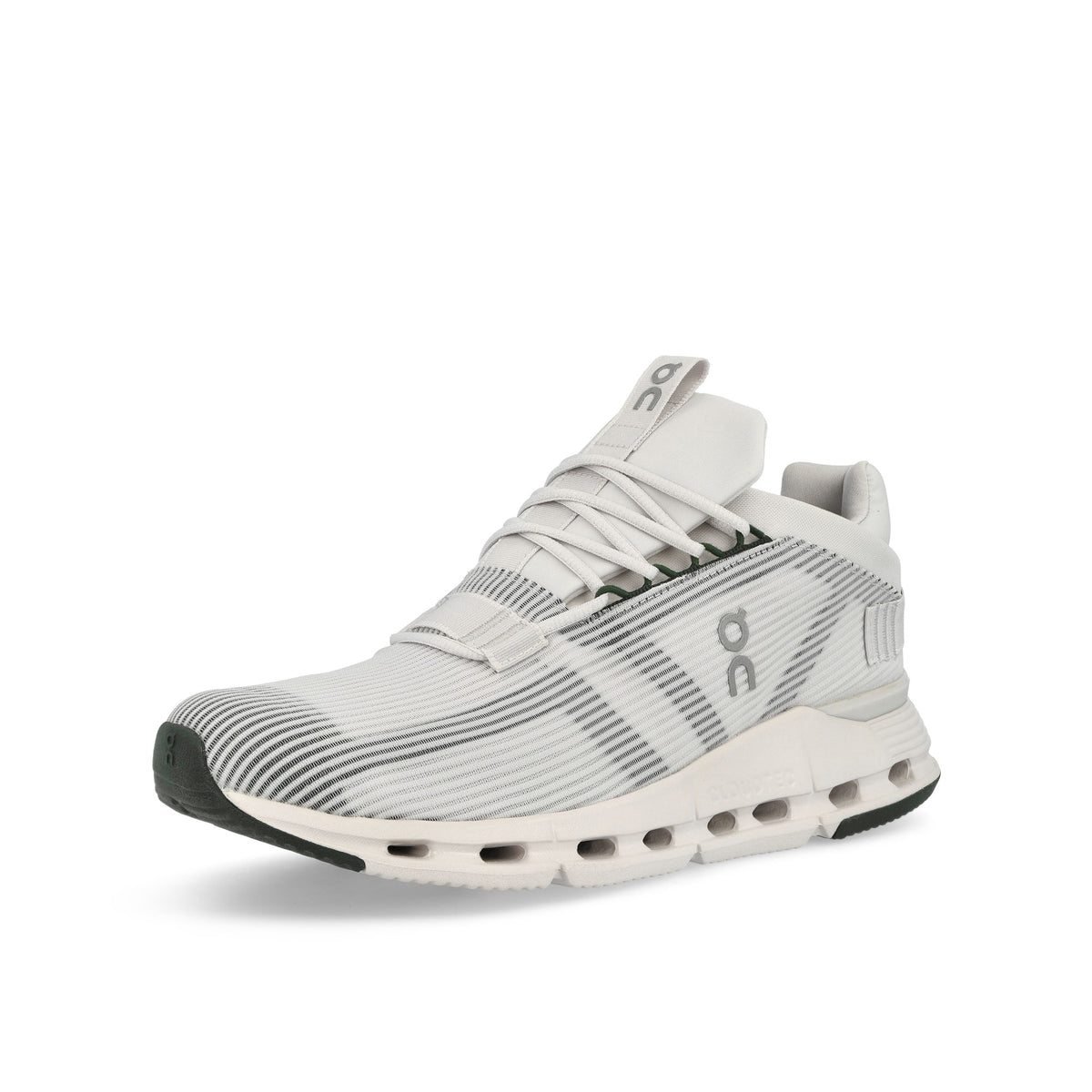 On Cloudnova Void Eclipse / Undyed - White Low Top Sneakers  Close Up | Overkill