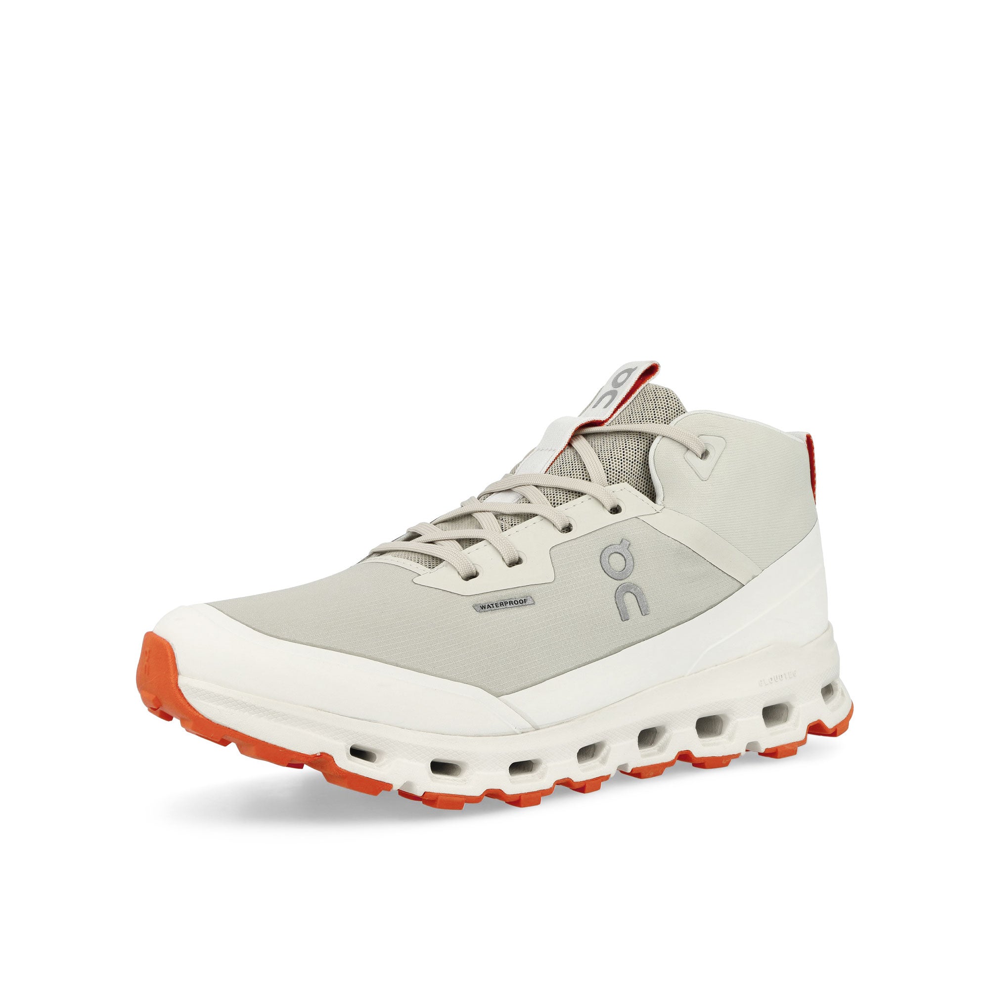 On Cloudroam Waterproof Ice / Flare Mid Top Sneakers  Close Up | Overkill