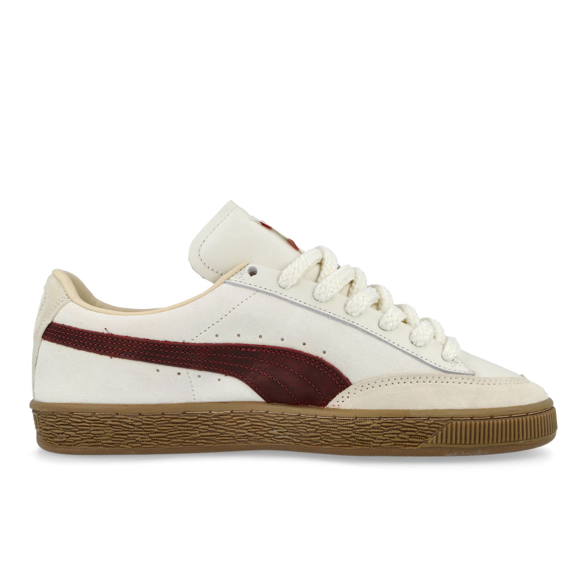 Nahmias x Puma Suede Vintage Red  Warm White - Archive Gold - For All Time Red Low Top Sneakers 407025 01 Silhouette | Overkill
