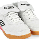 Woei x Umbro Speciali TR Suede White / Black / Light Pink / Light Blue Low Top Sneakers 45574U-NU6 Close-up | Overkill