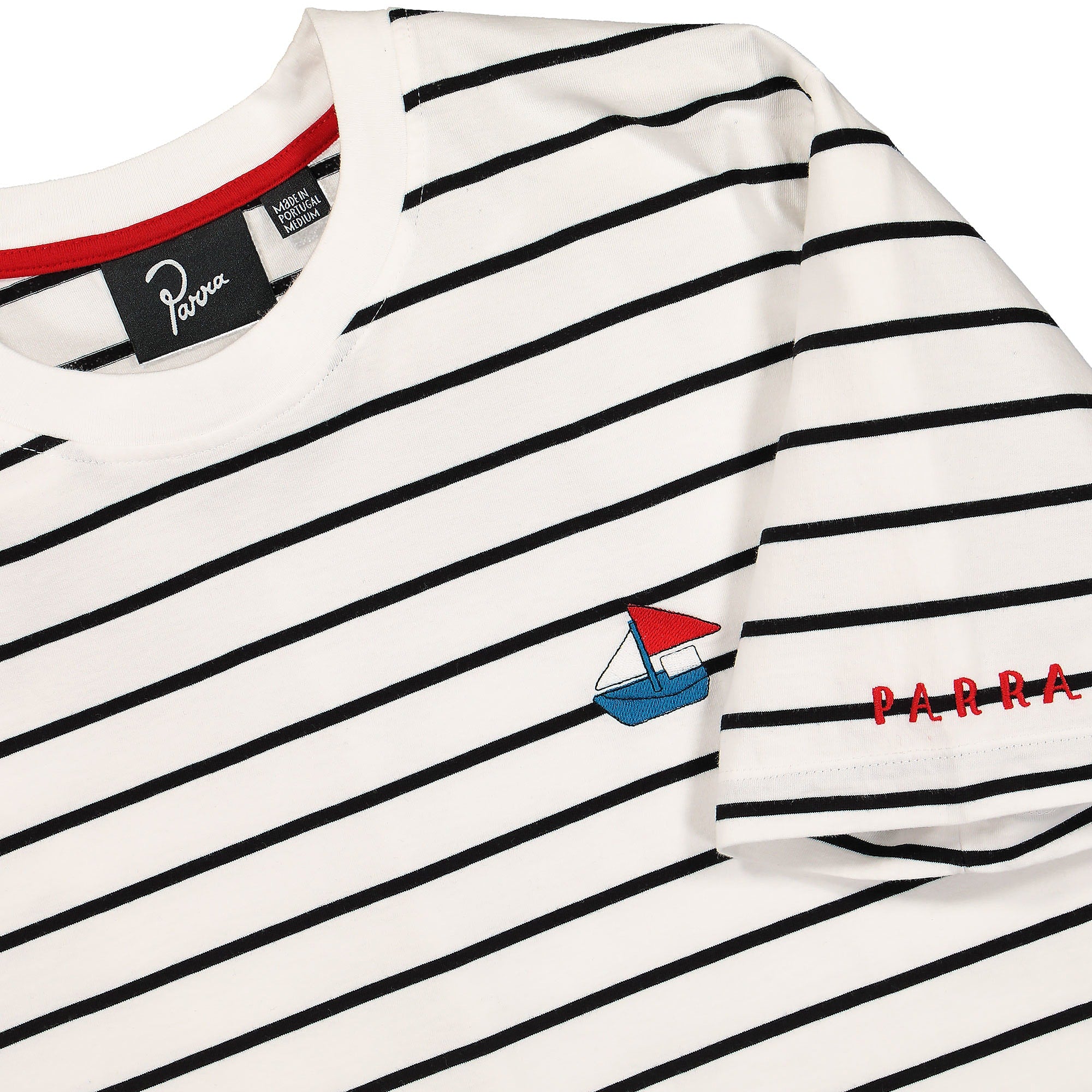 Parra Paper Boat Striper T-Shirt White T-Shirts Close-up | Overkill