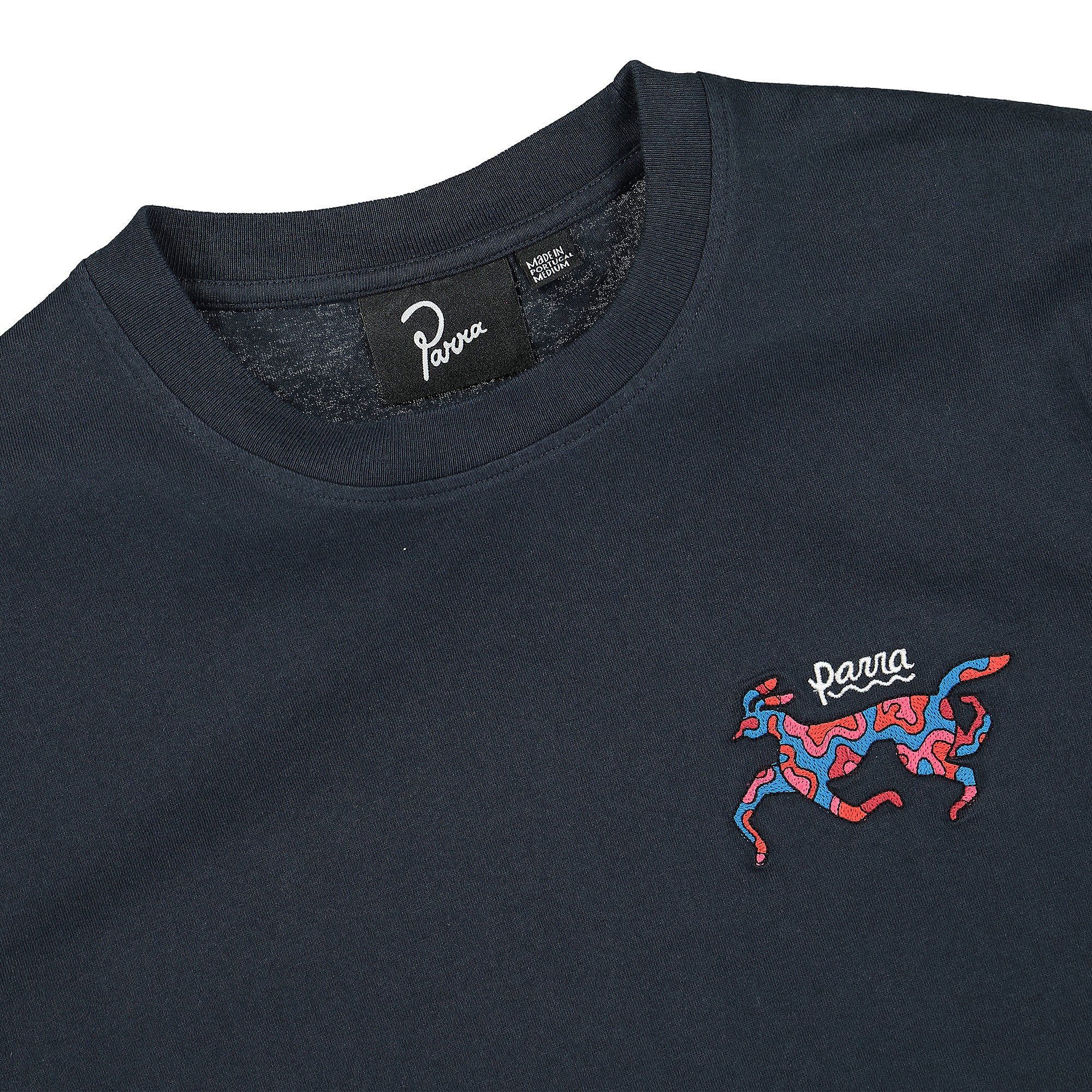 Parra Dog Race T-Shirt Navy Blue T-Shirts Close-up | Overkill