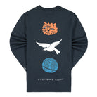 Parra Sad Cat System Bird Long Sleeve T-Shirt Navy Blue T-Shirts Close-up | Overkill