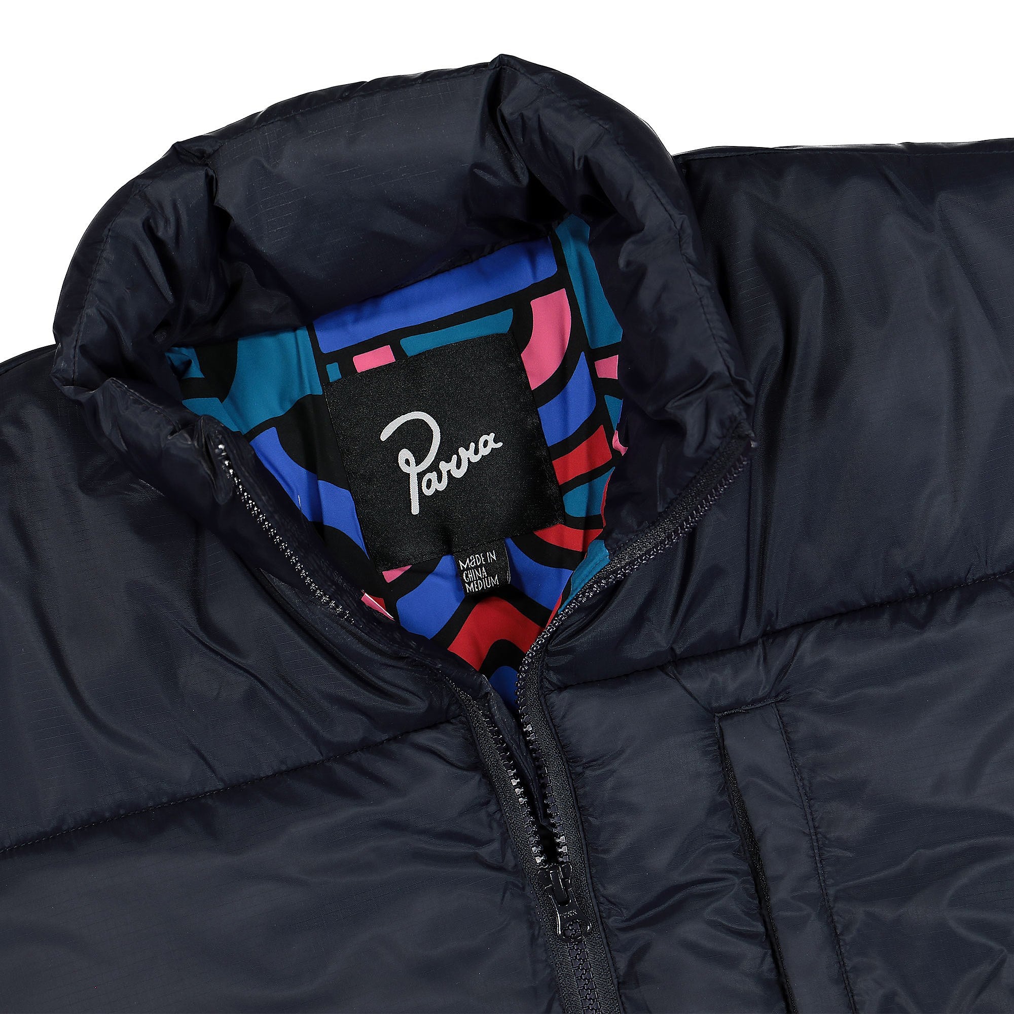 Parra Gem Stone Puffer Jacket Navy Blue Puffer Jackets Close-up | Overkill