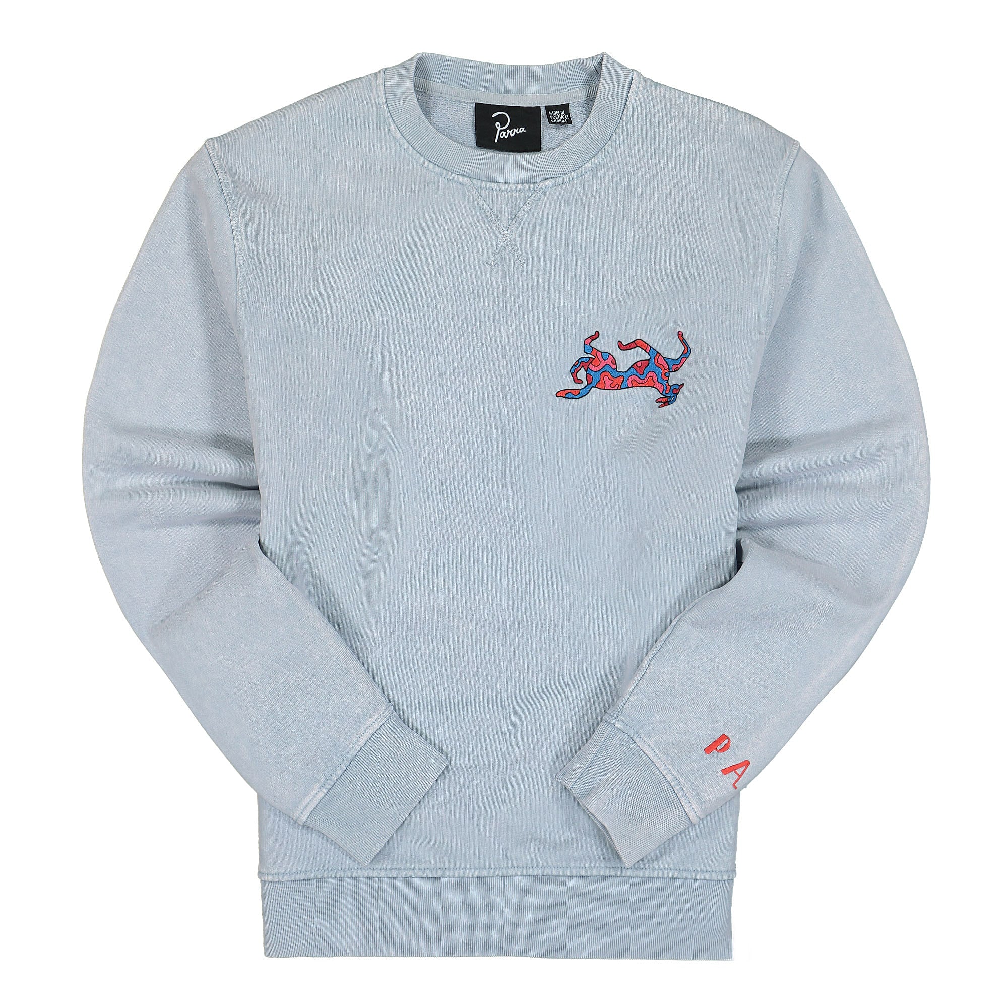 Parra Upside Dog Race Crew Neck Sweatshirt Dusty Blue Sweatshirts 46320 | Overkill