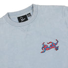 Parra Upside Dog Race Crew Neck Sweatshirt Dusty Blue Sweatshirts Close-up | Overkill