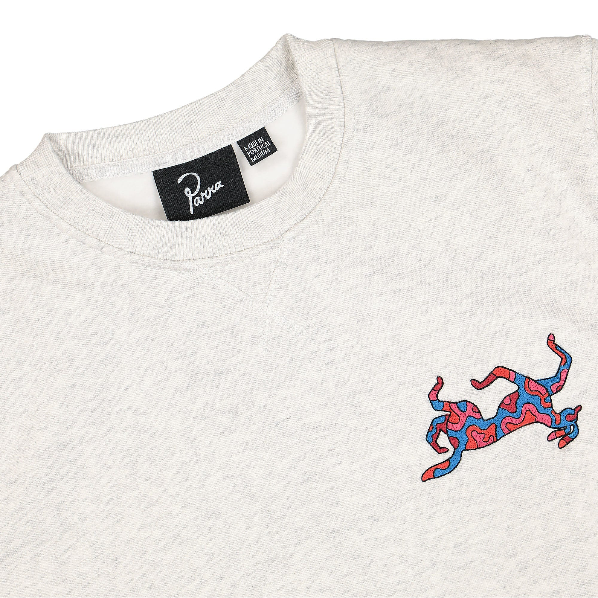Parra Upside Dog Race Crew Neck Sweatshirt Ash Grey Sweatshirts Close-up | Overkill