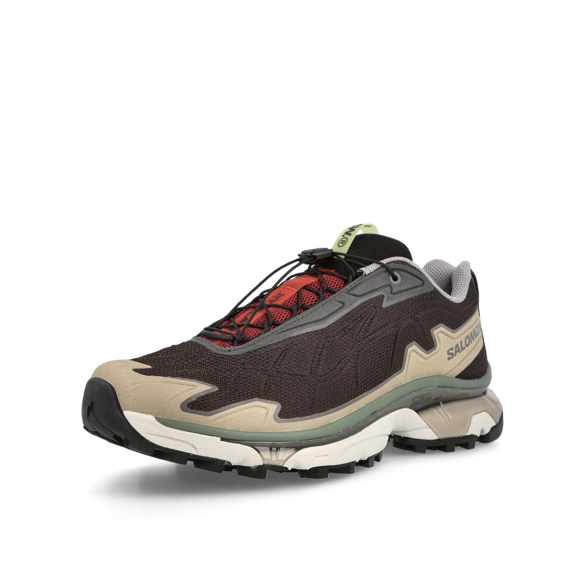 Salomon Wood Wood x Salomon TX-Slate Black Coffee / Biking Red / Quit Shade Sneakers  Close Up | Overkill