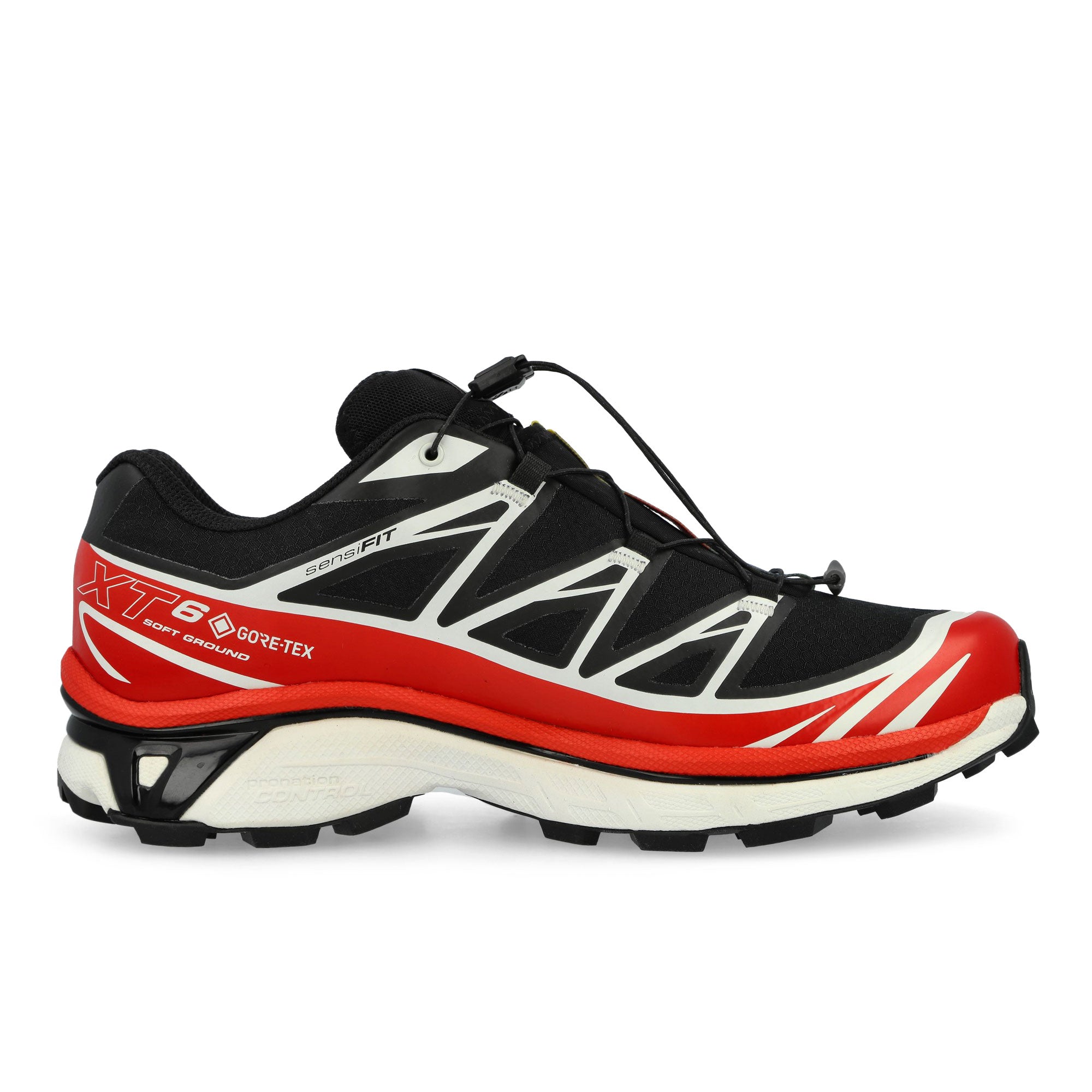 Salomon XT-6 GTX Black / Flame Scarlet / Vanilla Ice Low Top Sneakers 479749 Silhouette | Overkill
