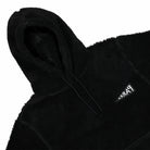 Parra Mirrored Flag Logo Polar Fleece Hooded Pullover Black Hoodies Close-up | Overkill