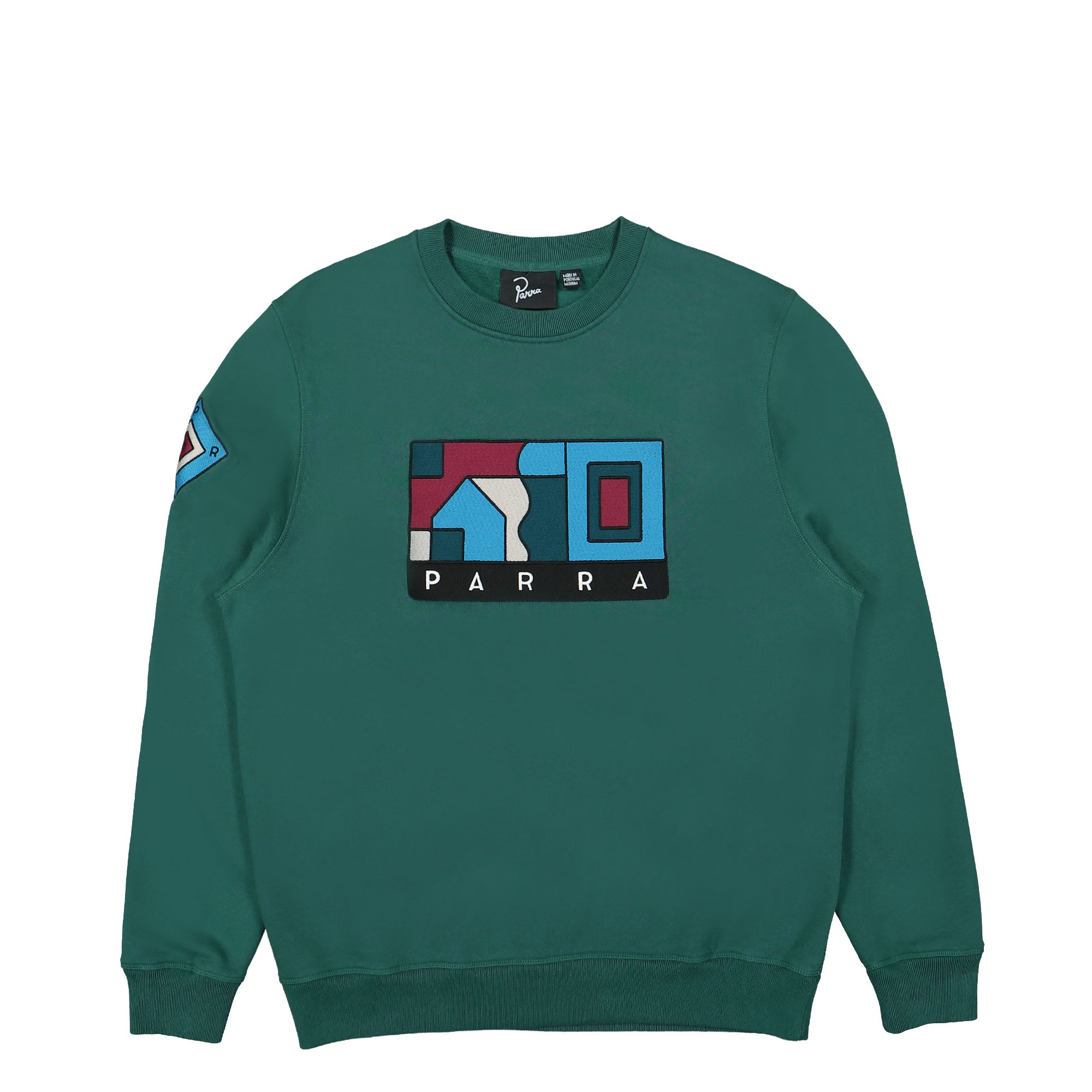 Parra Blockhaus Crew Neck Sweatshirt Pine Green Sweatshirts 49220 | Overkill