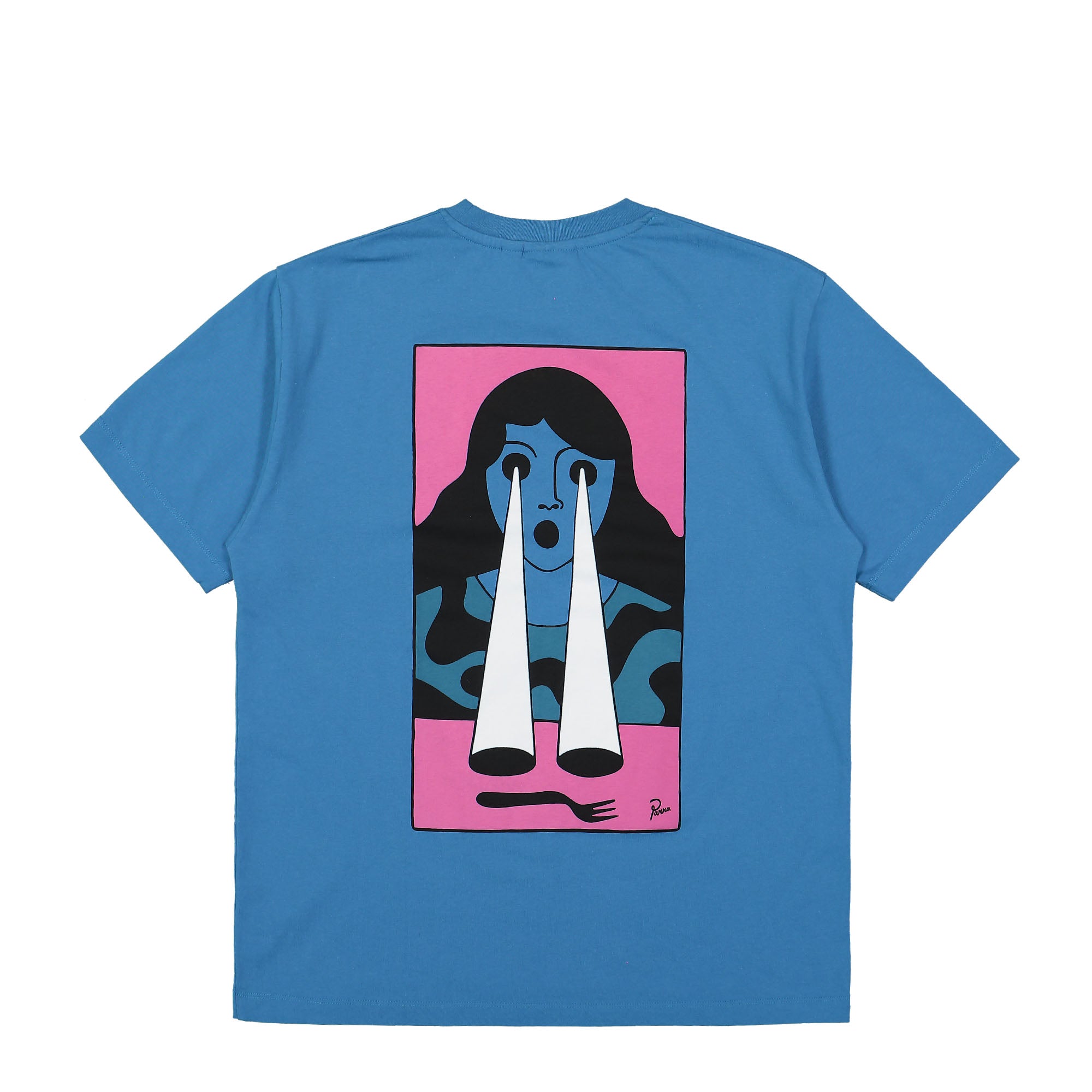 Parra Fucking Fork T-Shirt Slate Blue T-Shirts Close-up | Overkill