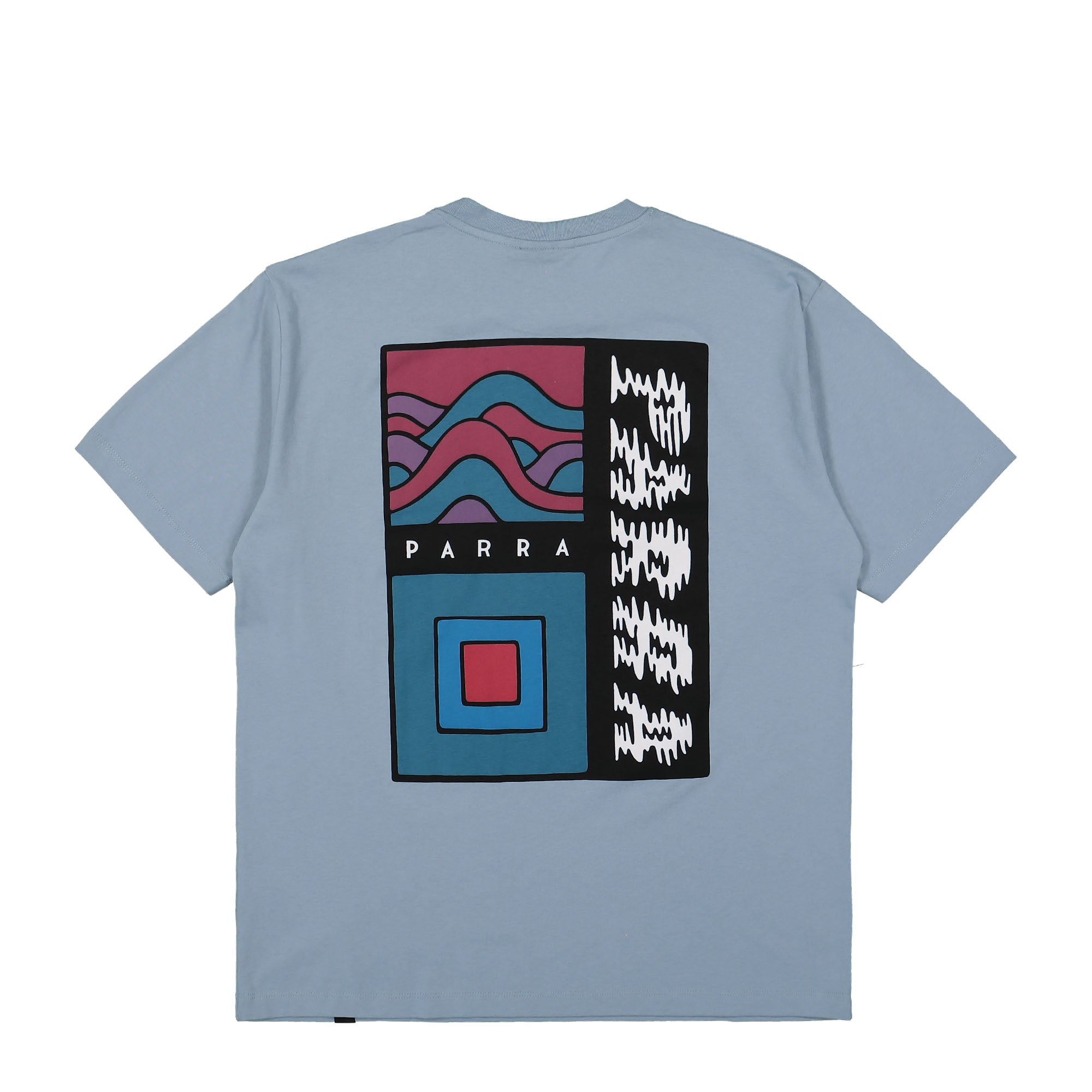 Parra Wave Block Tremors T-Shirt Dusty Blue T-Shirts Close-up | Overkill