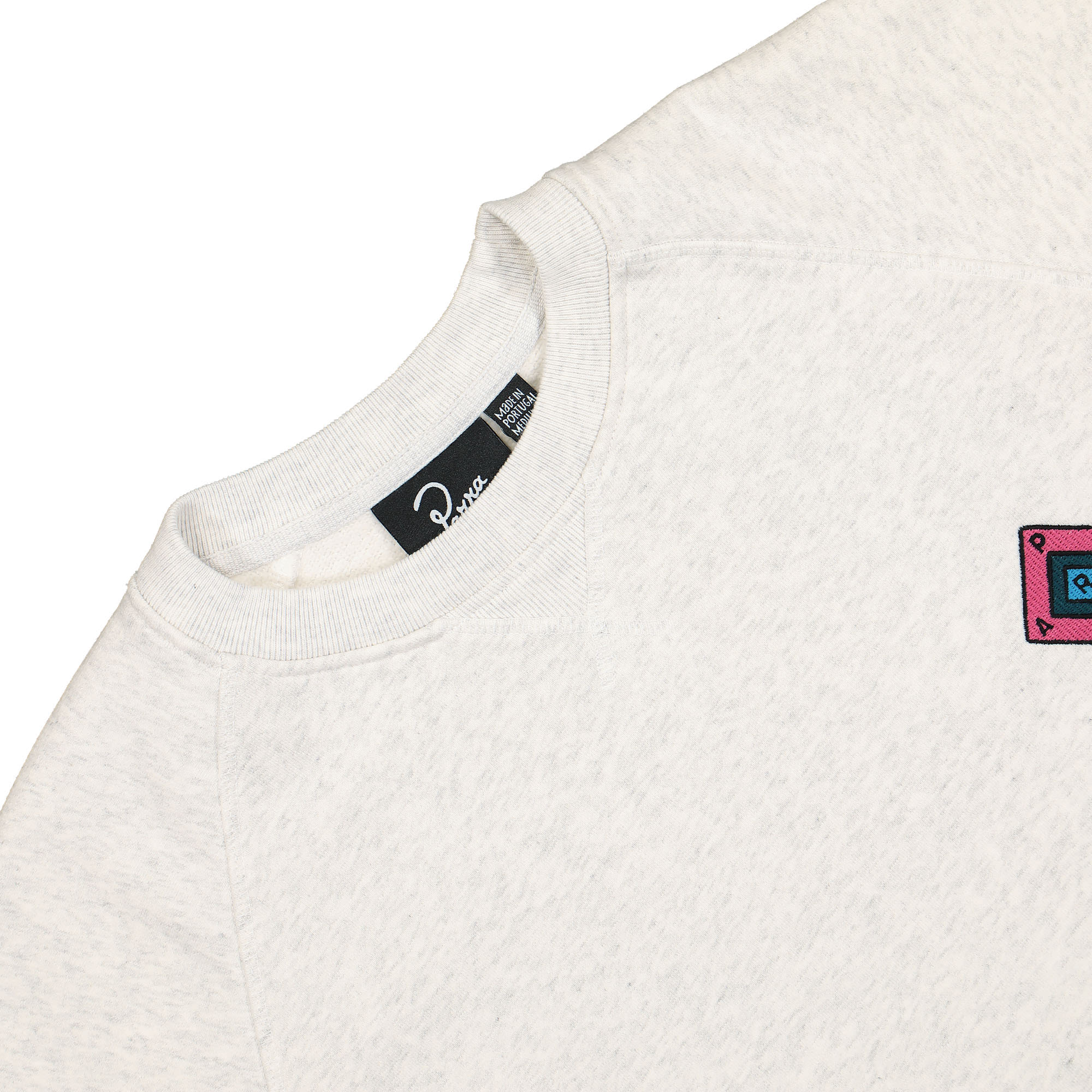 Parra Diamond Block Logo Crew Neck Sweatshirt Ash Grey Sweatshirts Close-up | Overkill