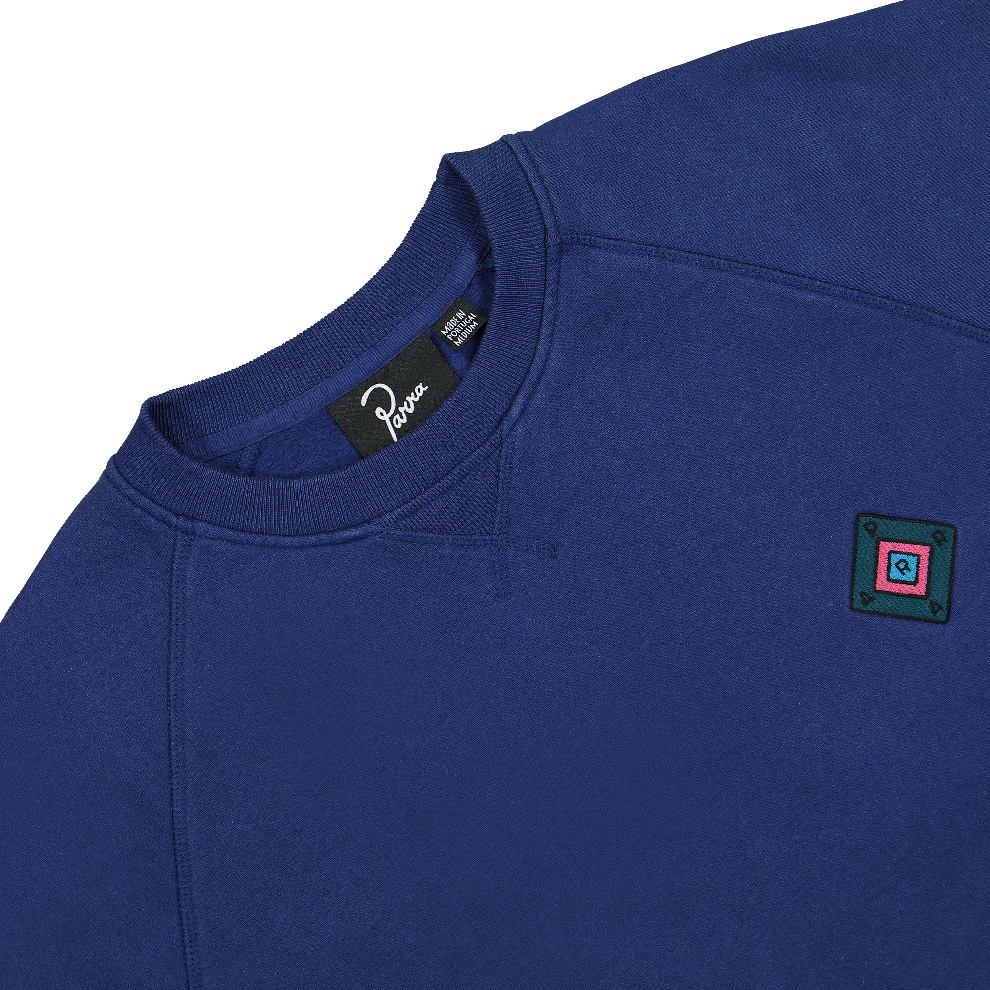Parra Diamond Block Logo Crew Neck Sweatshirt Dark Blue Sweatshirts Close-up | Overkill