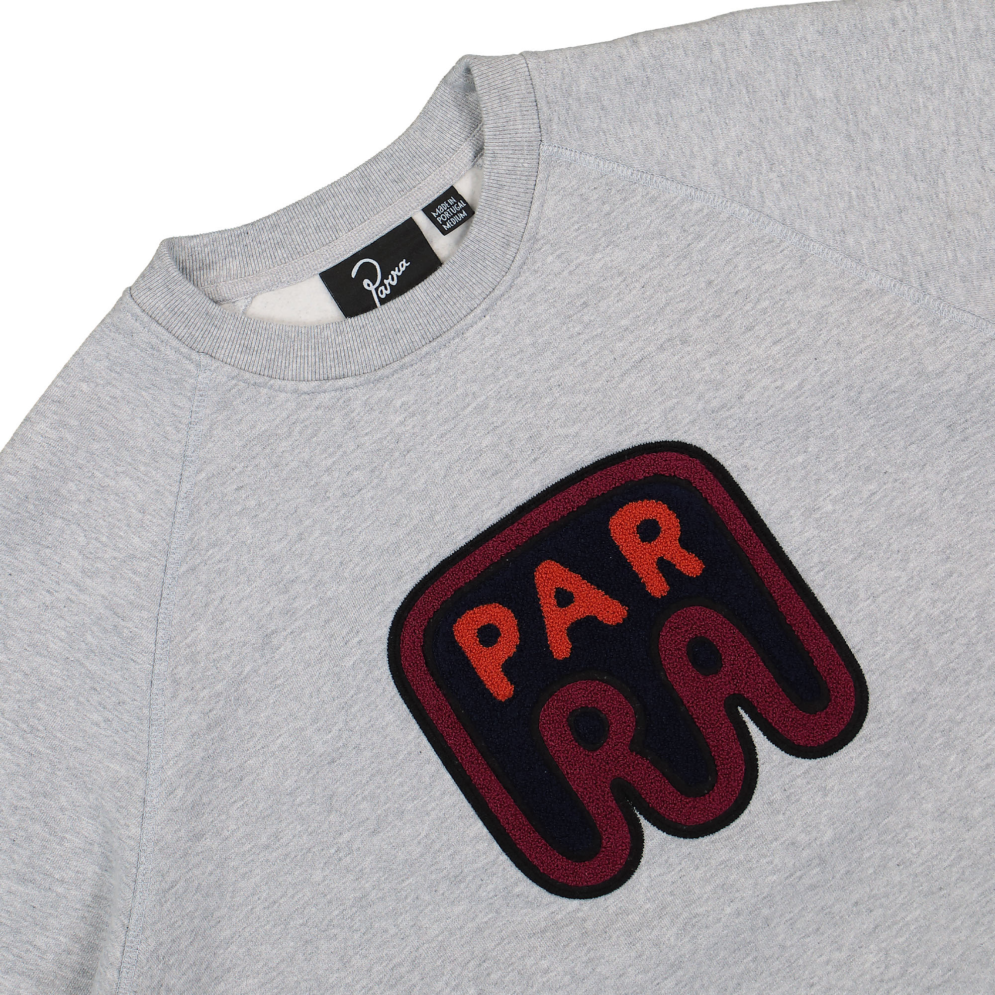 Parra Fast Food Logo Crew Neck Sweatshirt Heather Grey Sweatshirts Close-up | Overkill