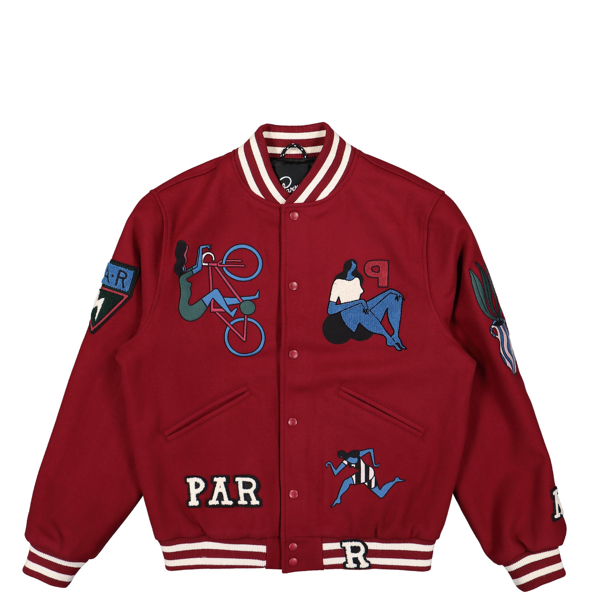 Parra Run Sit & Bike Varsity Jacket Dark Red Bomber & Varsity Jackets 50141 | Overkill