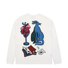 Parra Wine And Books Long Sleeve T-Shirt White T-Shirts Close-up | Overkill