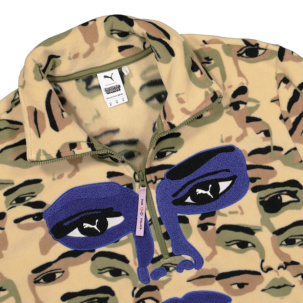 Puma Kidsuper Studios x Puma All Over Print Fleece Half Zip Top Pale Khaki  Close-up | Overkill