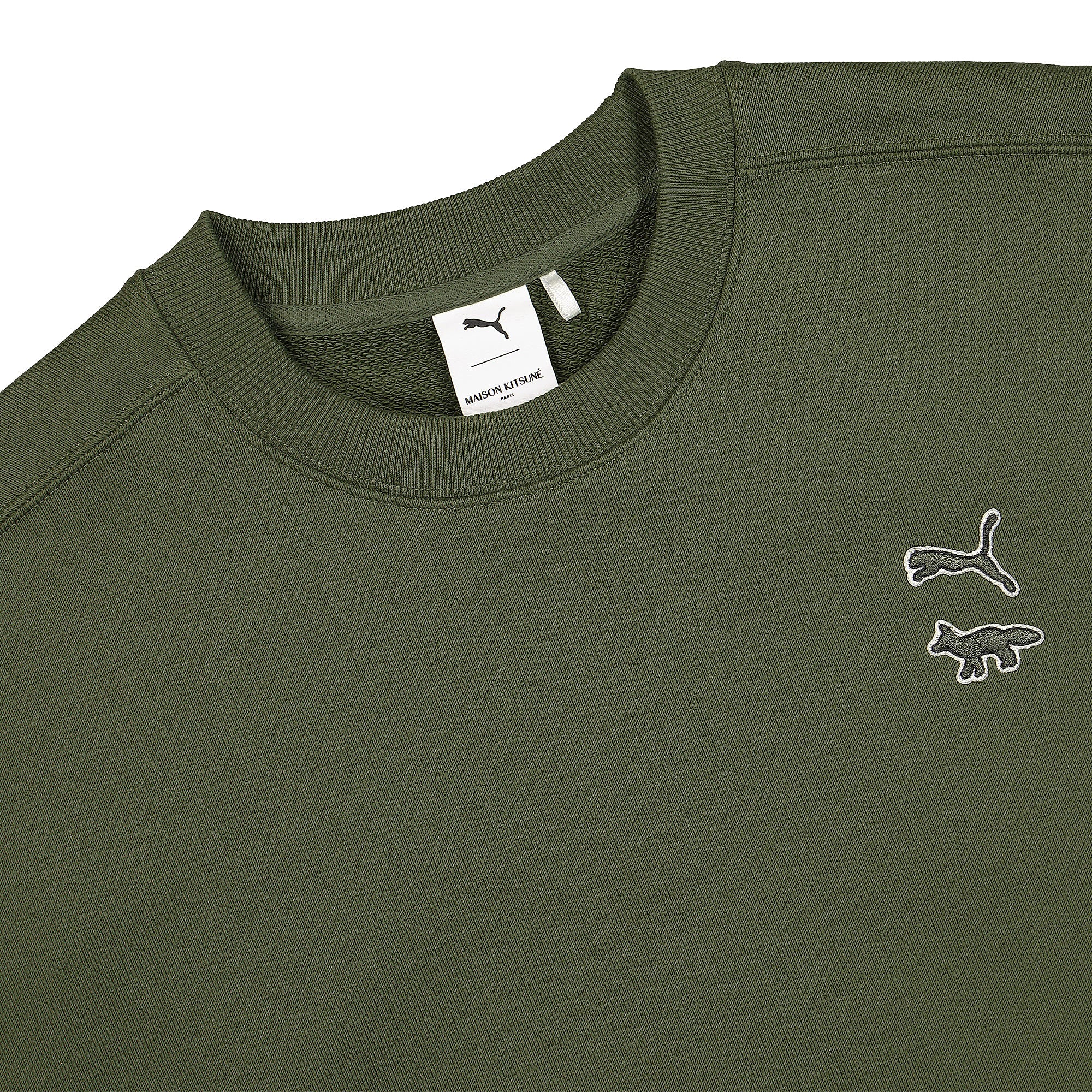 Puma Maison Kitsune x Puma Crew Rifle Green Sweatshirts Close-up | Overkill