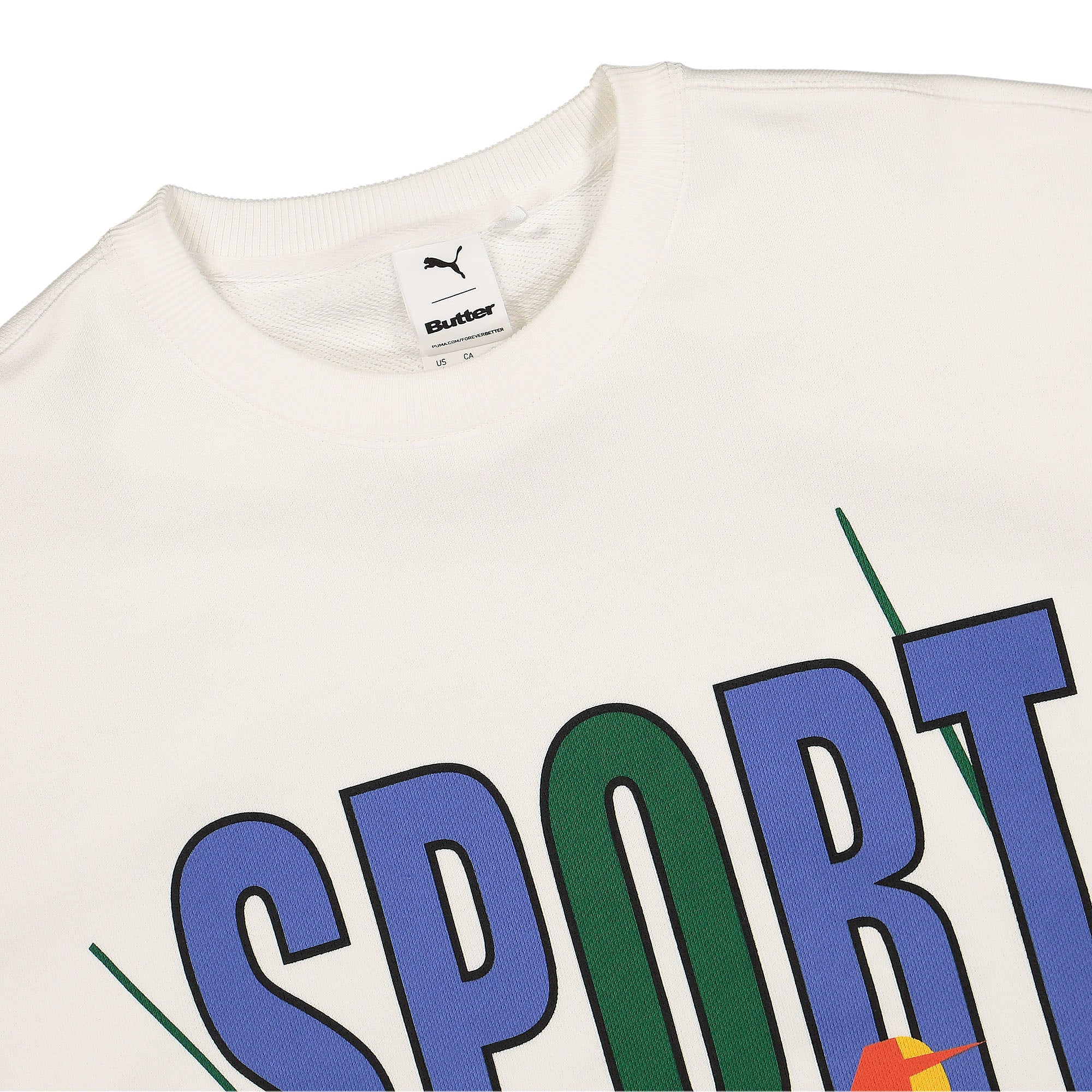 Puma Butter Goods x Puma Crew Puma White Sweatshirts Close-up | Overkill