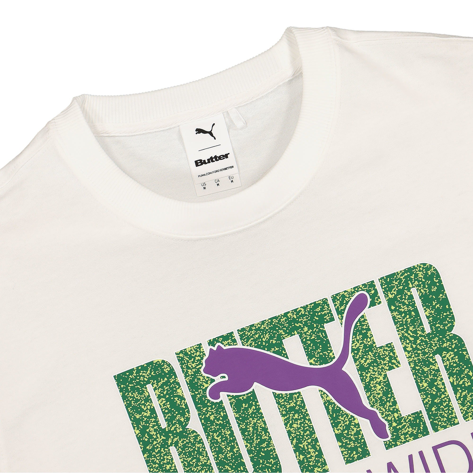Puma Butter Goods x Puma Graphic Tee Puma White - Sharp Green T-Shirts Close-up | Overkill
