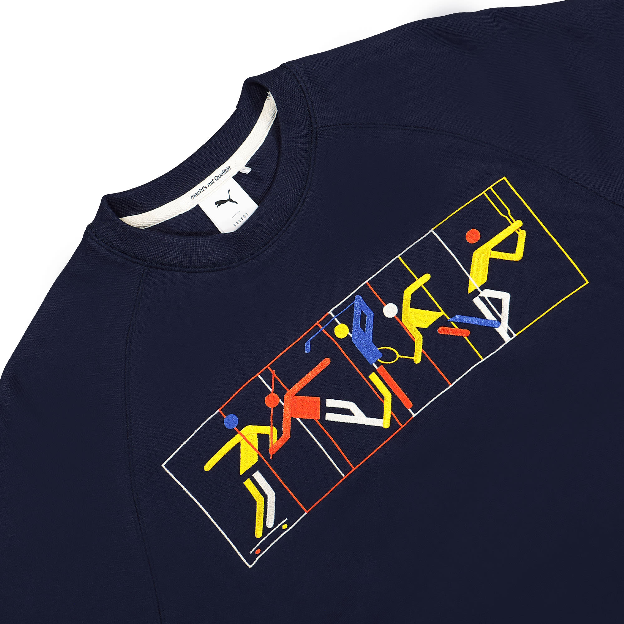 Puma MMQ Heroes Graphic Crew Puma Navy Sweatshirts Close-up | Overkill