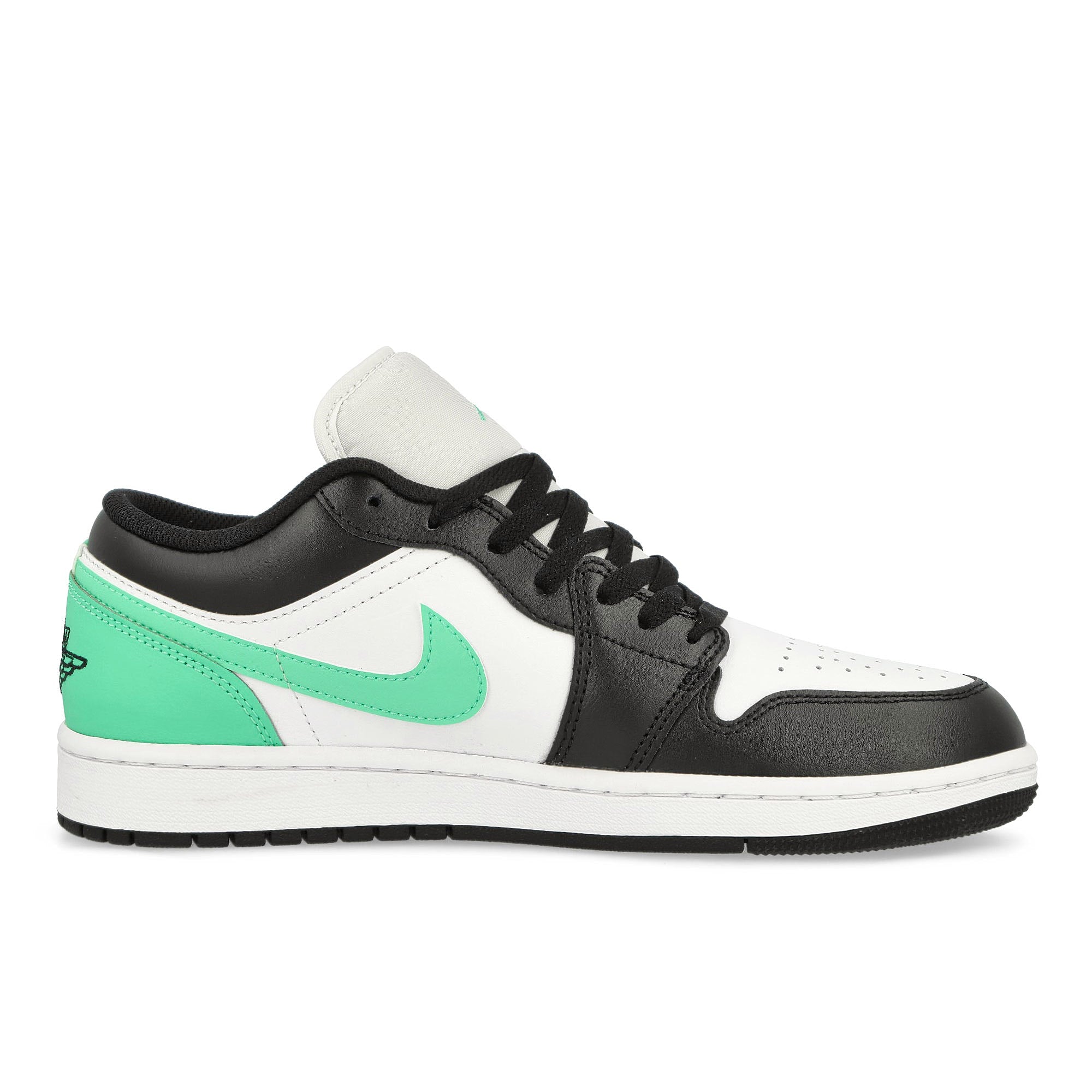Jordan Air Jordan 1 Low White / Black - Green Glow Low Top Sneakers  Silhouette | Overkill