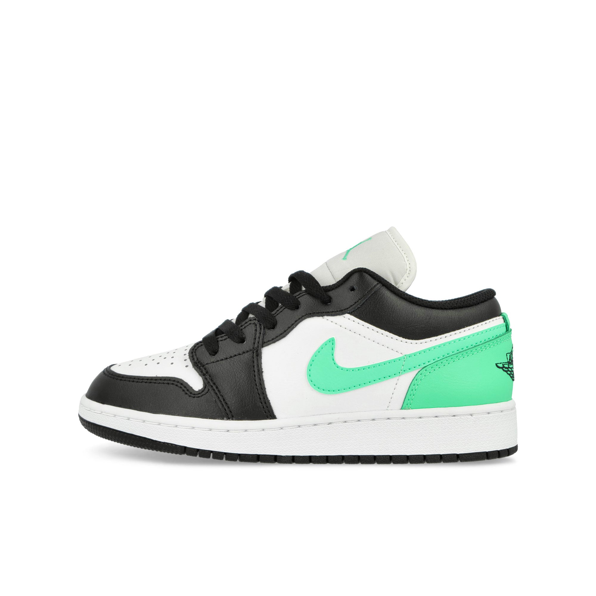 Jordan Air Jordan 1 Low GS White / Black - Green Glow Low Top Sneakers 553560 131 | Overkill