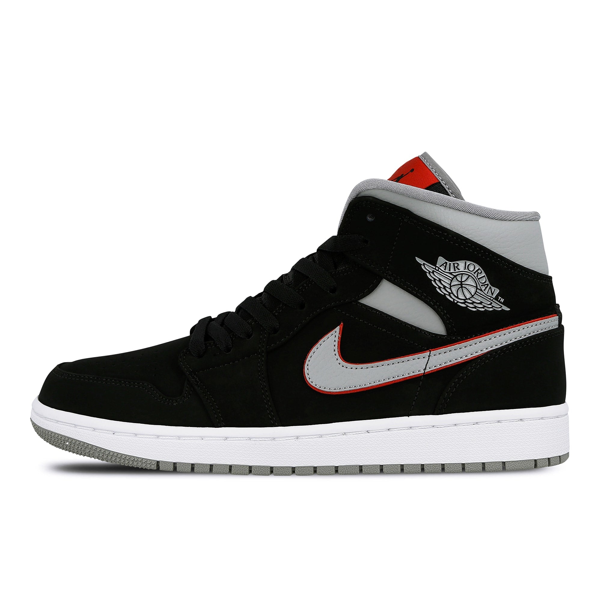 Jordan Air Jordan 1 Mid Black / Particle Grey - White - Gym Red Mid Top Sneakers 554724 060 | Overkill