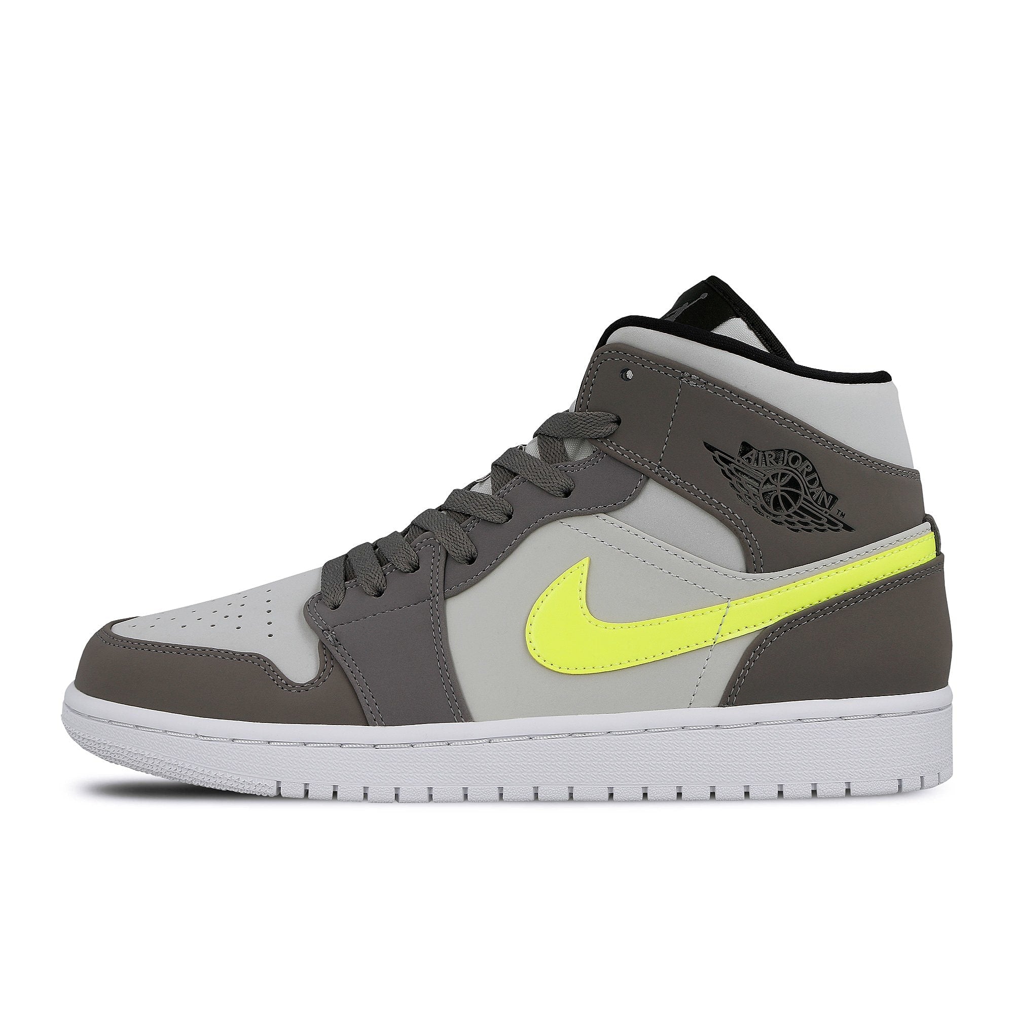 Jordan Air Jordan 1 Mid Gunsmoke / Volt - Neutral Grey - White Mid Top Sneakers 554724 072 | Overkill
