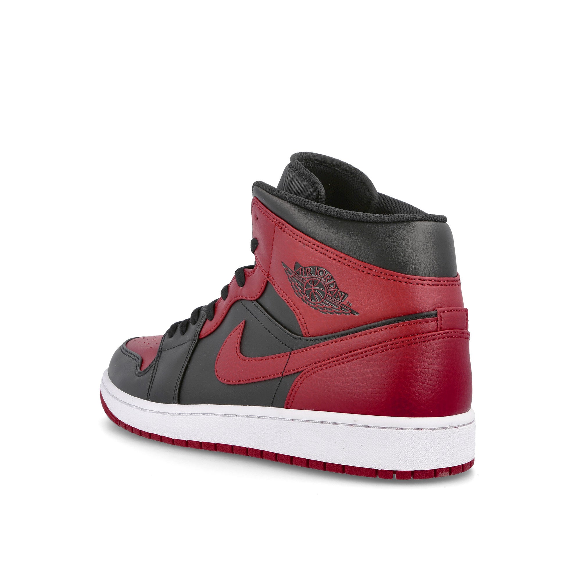 Air Jordan 1 Mid "Banned" Black / Gym Red - White Overkill Archive 554724 074 Material | Overkill