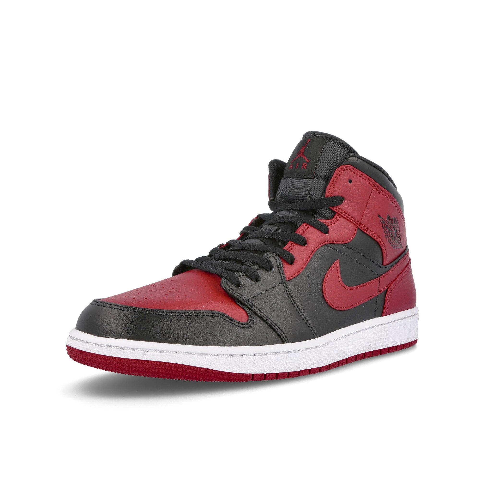Air Jordan 1 Mid "Banned" Black / Gym Red - White Overkill Archive 554724 074 Close-up | Overkill