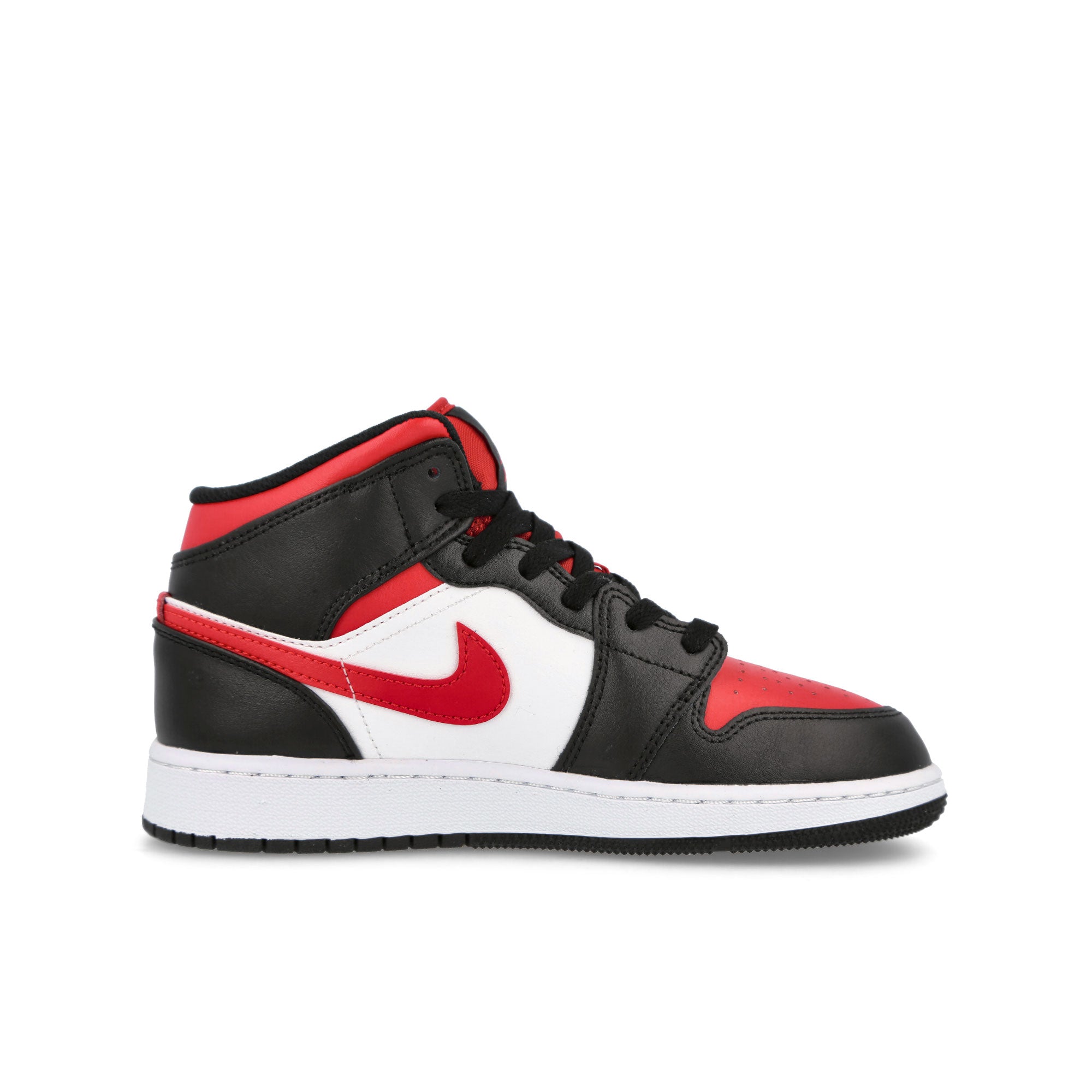 Air Jordan 1 Mid GS 1 Mid GS Black / Fire Red - White Overkill Archive 554725 079 Silhouette | Overkill