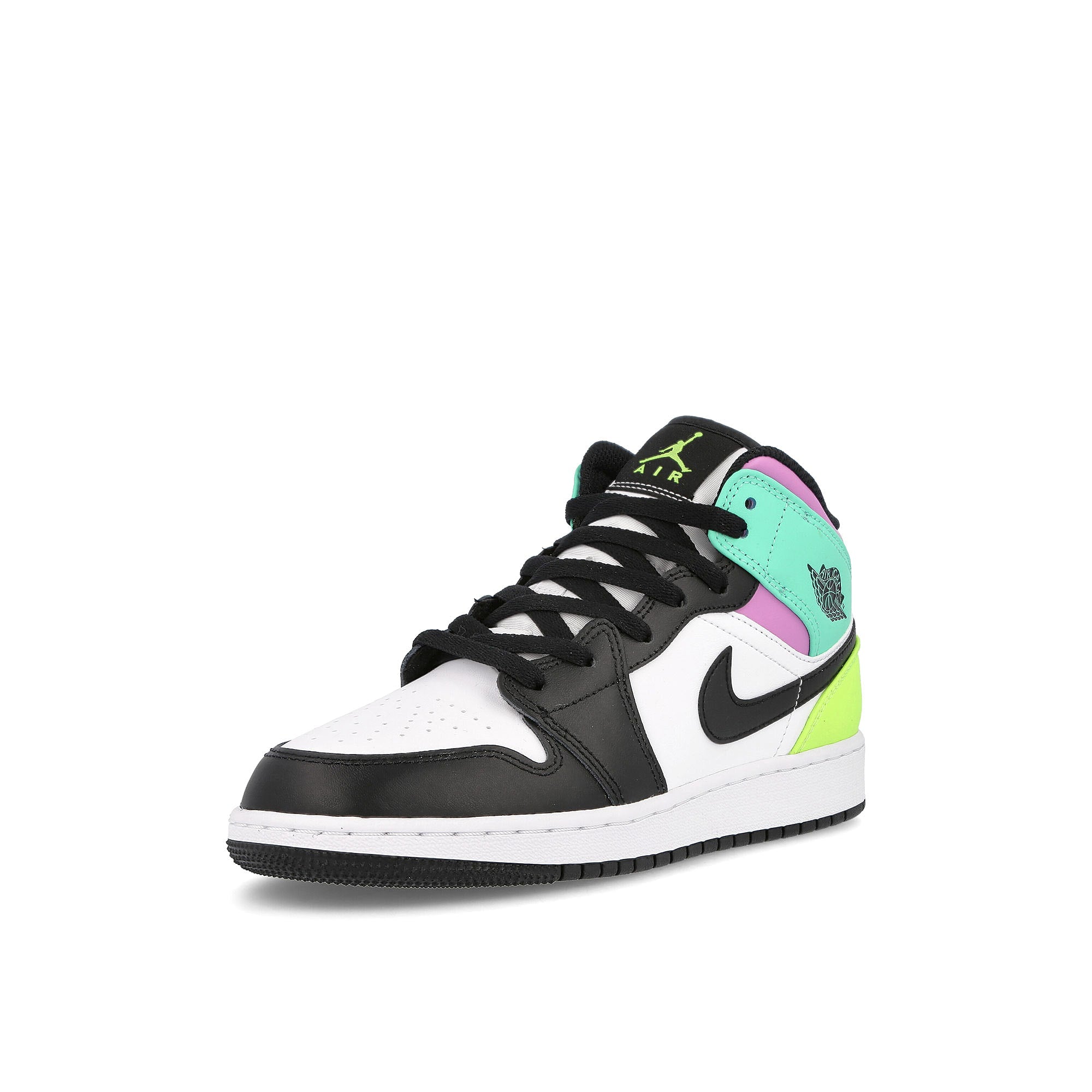 Jordan Air Jordan 1 Mid GS White / Black - Volt - Green Glow  Detailfoto | Overkill