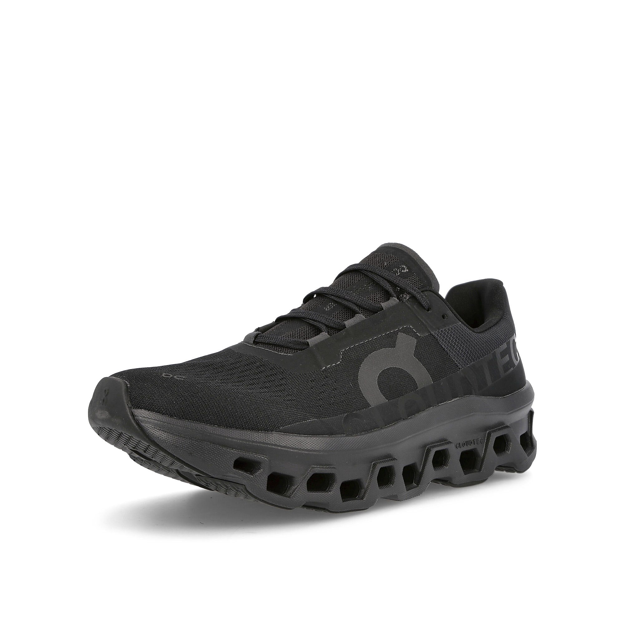 On Cloudmonster All Black Low Top Sneakers  Close Up | Overkill