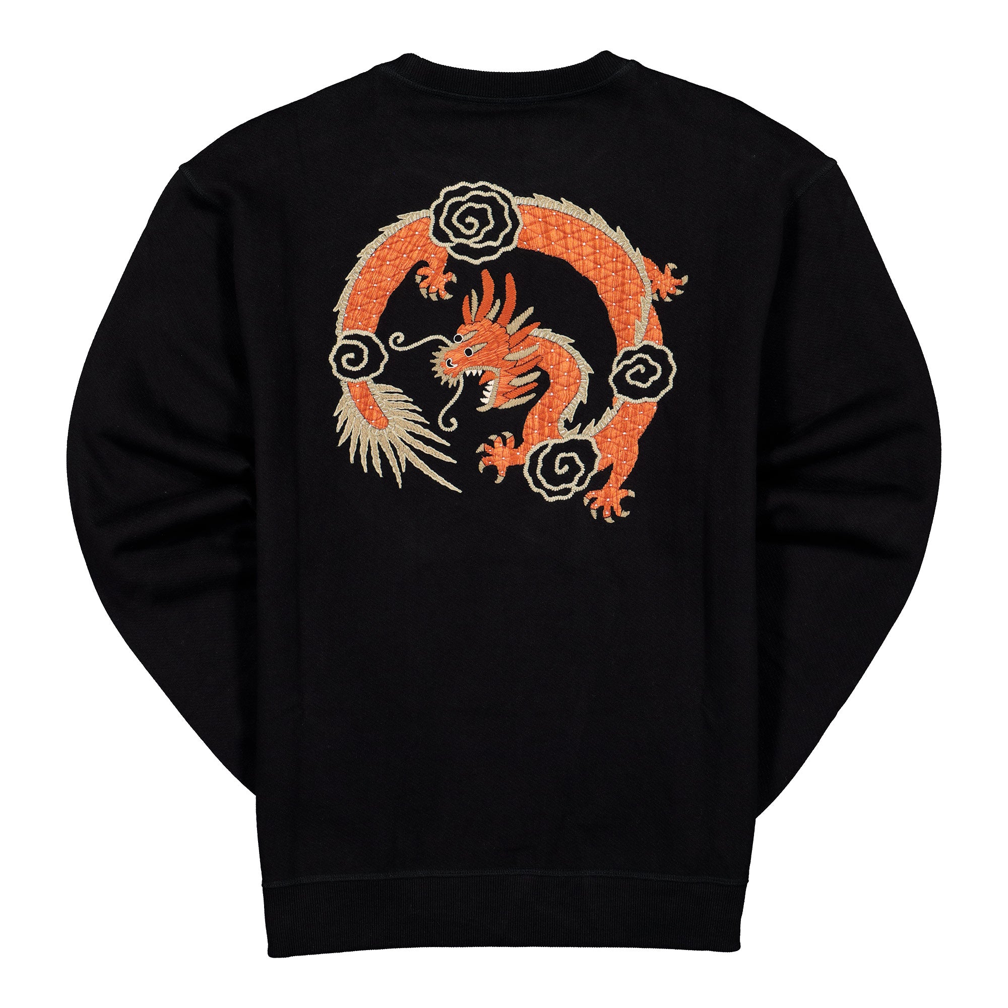 Maharishi  Souvenir Organic Crew Sweat Black Sweatshirts 6351 Close-up | Overkill

