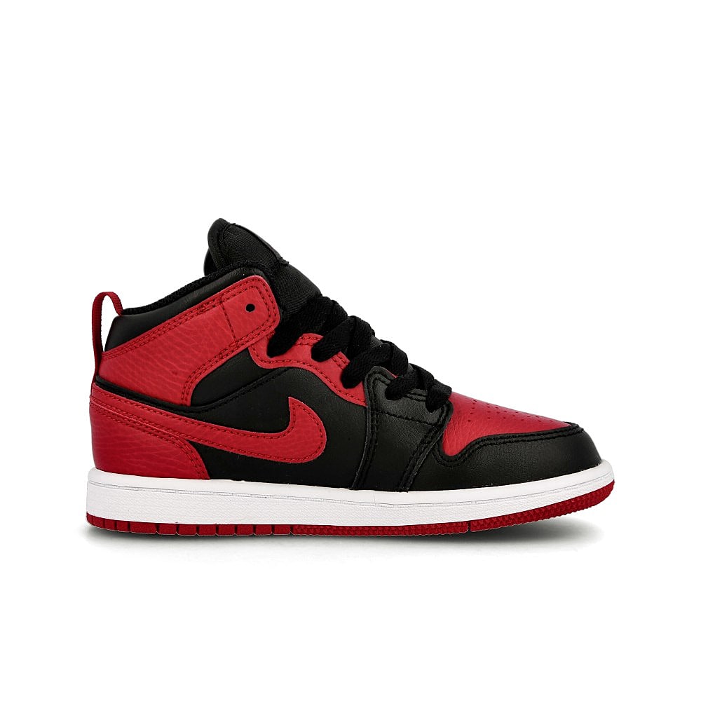 Jordan Air Jordan 1 Mid PS Black / Gym Red - White   Material | Overkill