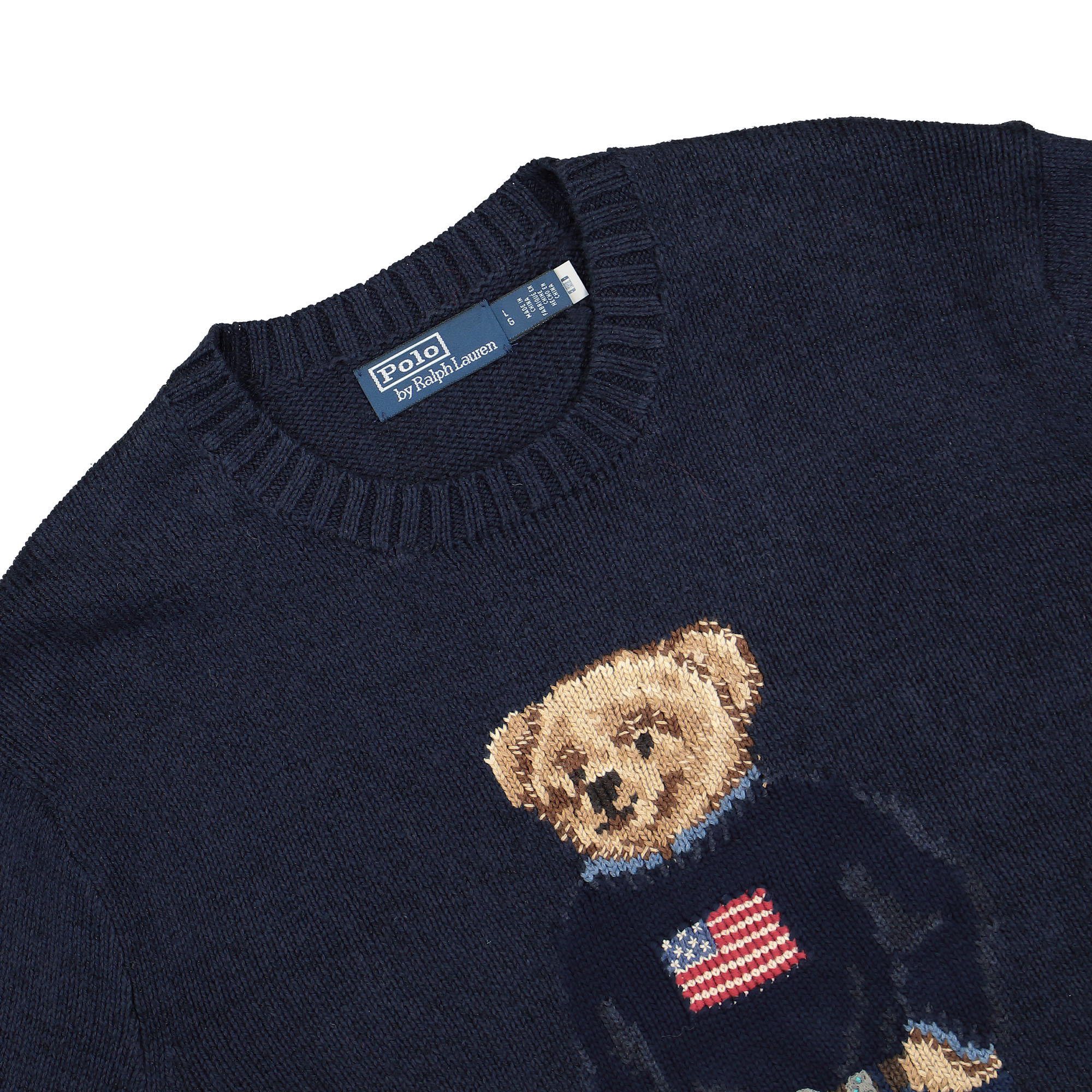 Polo Ralph Lauren Long Sleeve Polo Bear Sweater Navy Sweatshirts Close-up | Overkill