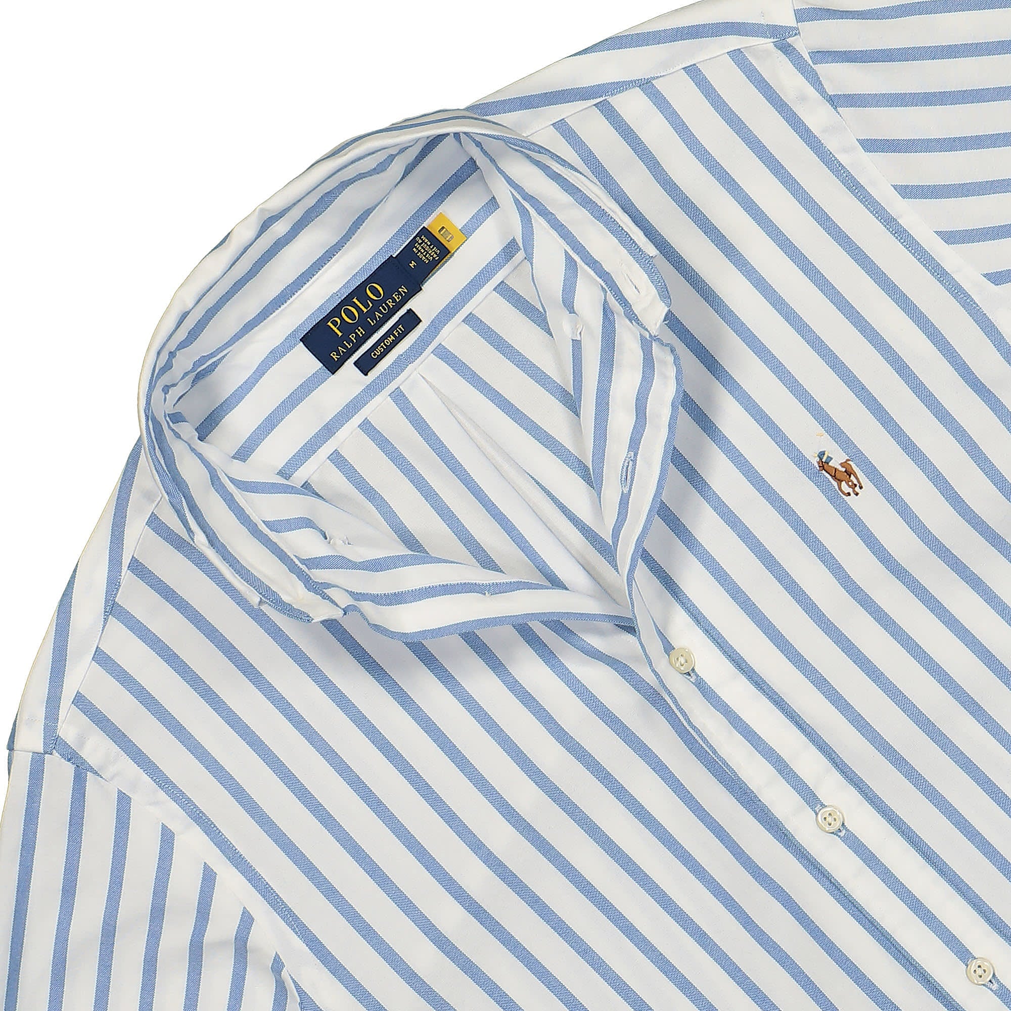 Polo Ralph Lauren Custom Fit Striped Oxford Shirt Blue / White Shirts Close-up | Overkill