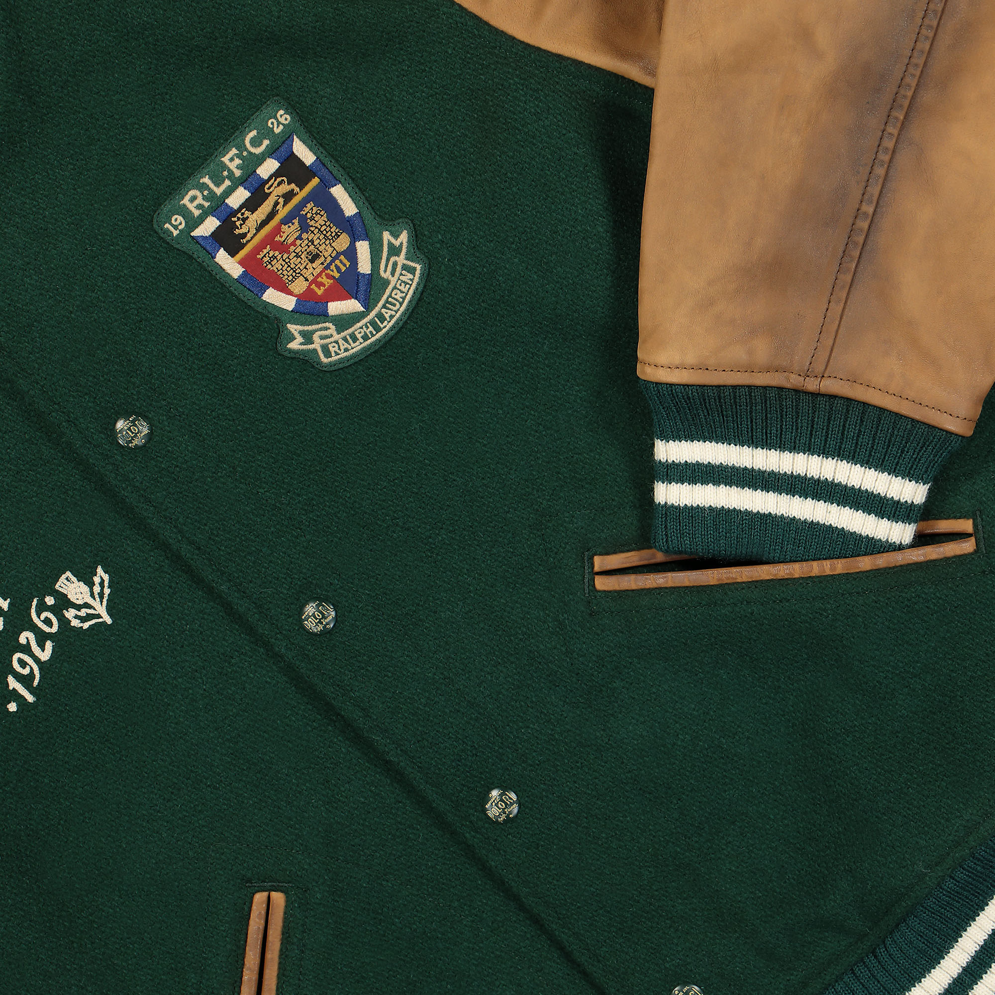 Polo Ralph Lauren Varsity Lined Bomber Jacket Moss Agate Bomber & Varsity Jackets Detailfoto | Overkill
