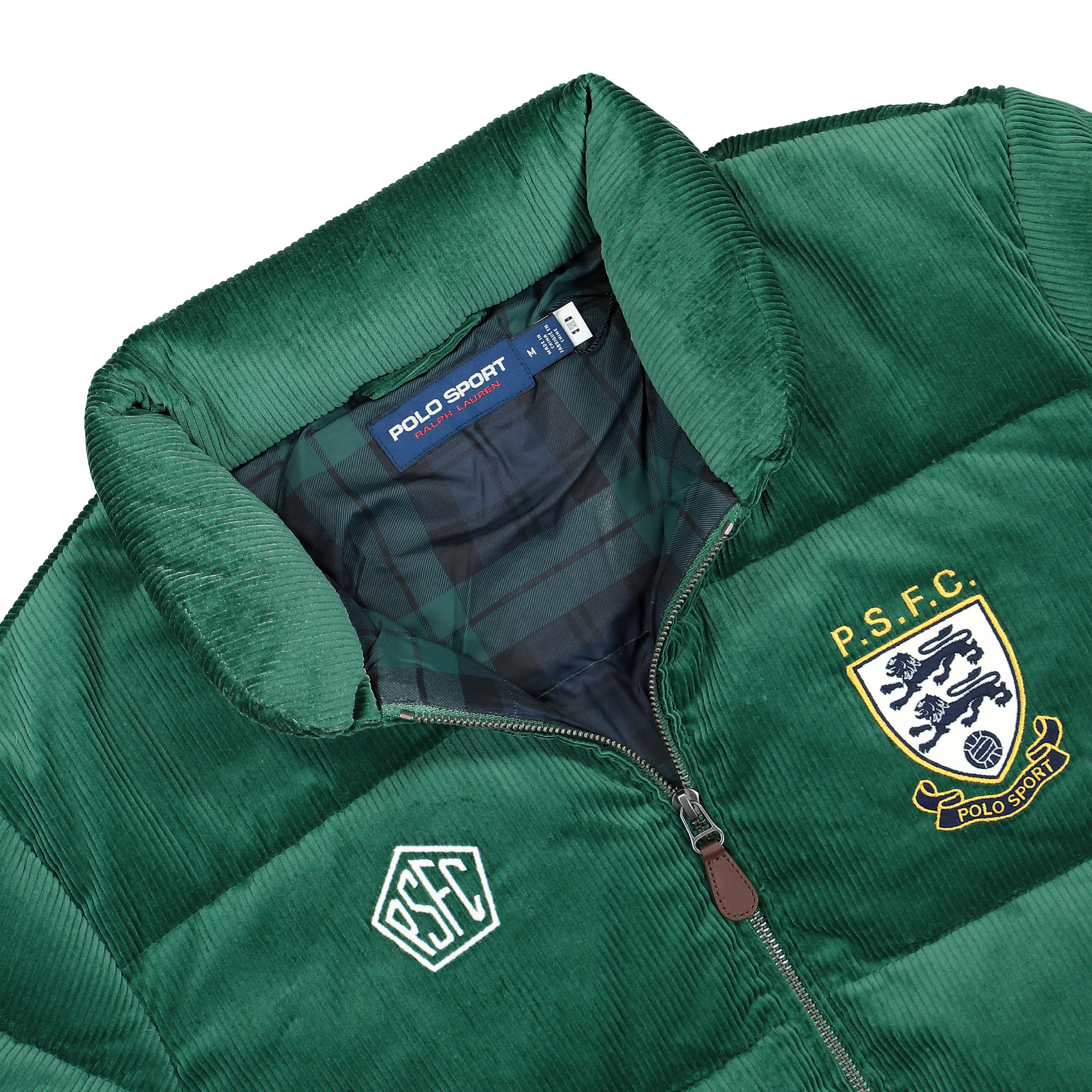 Polo Ralph Lauren Polo Sport Cord Puffer Insulated Bomber Kelly Green Bomber & Varsity Jackets Close-up | Overkill