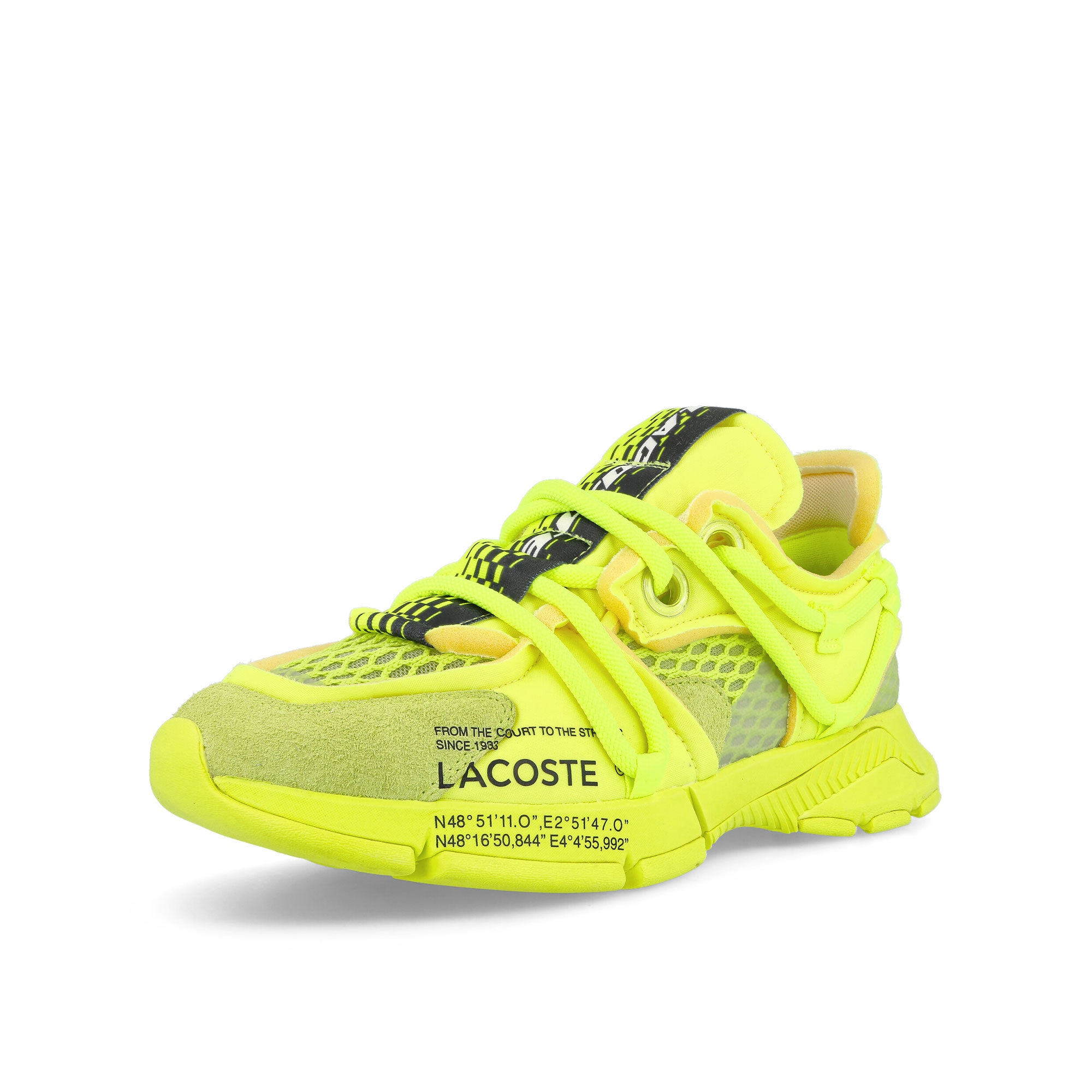Lacoste L003 Active RWY 123 1 SMA Yellow Low Top Sneakers  Close Up | Overkill