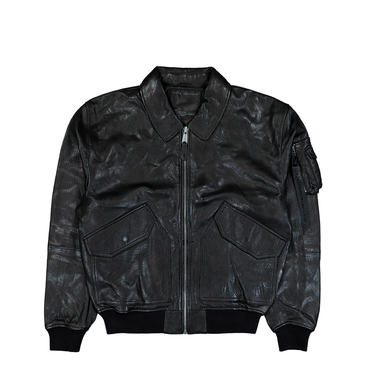 Alpha Industries CWU-36 / P Leather UV Bomber Jacket Black Jacket 768002-03 | Overkill
