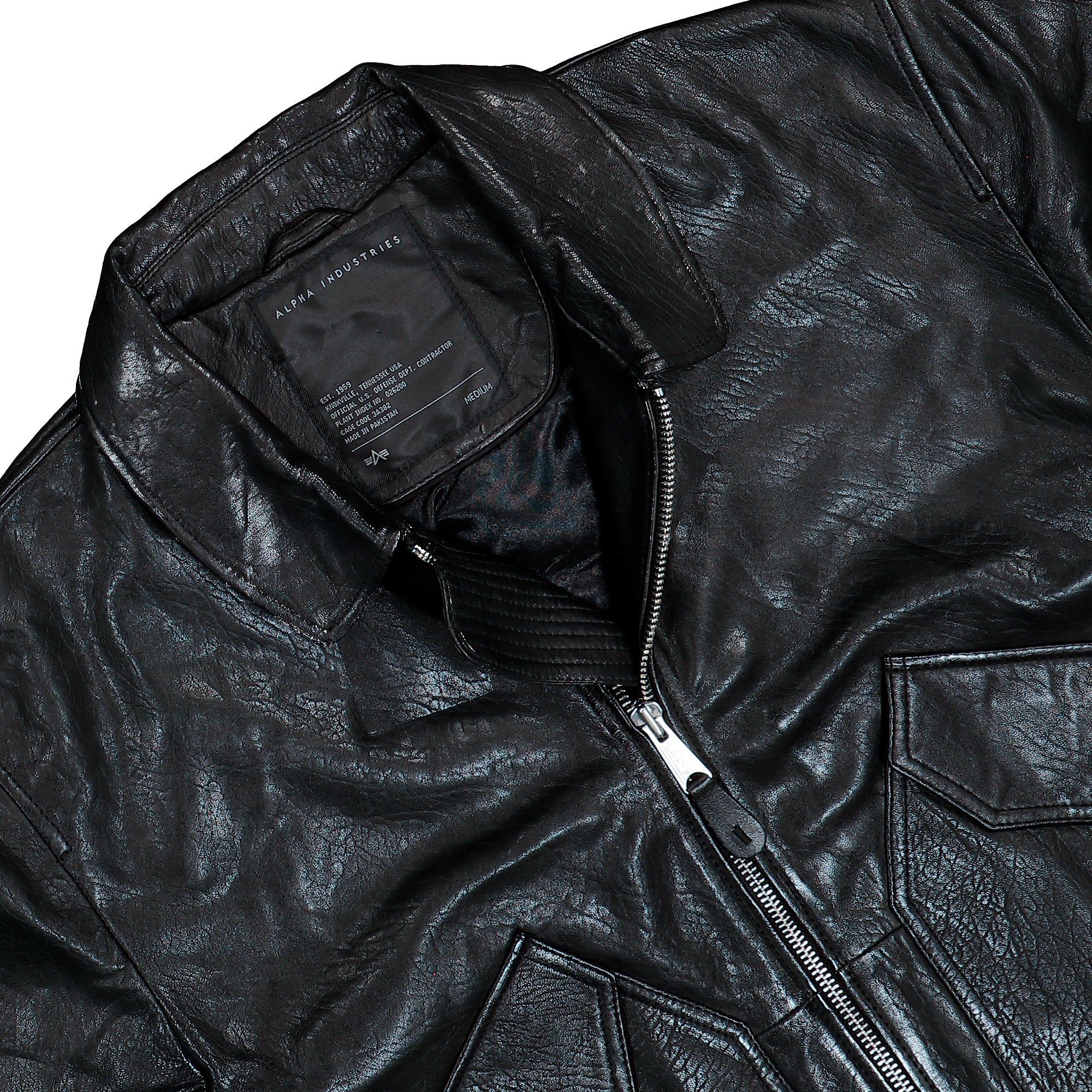 Alpha Industries CWU-36 / P Leather UV Bomber Jacket Black Jacket 768002-03 Detailfoto | Overkill
