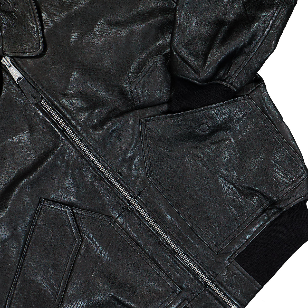 Alpha Industries CWU-36 / P Leather UV Bomber Jacket Black Jacket 768002-03 Detail View 1 | Overkill
